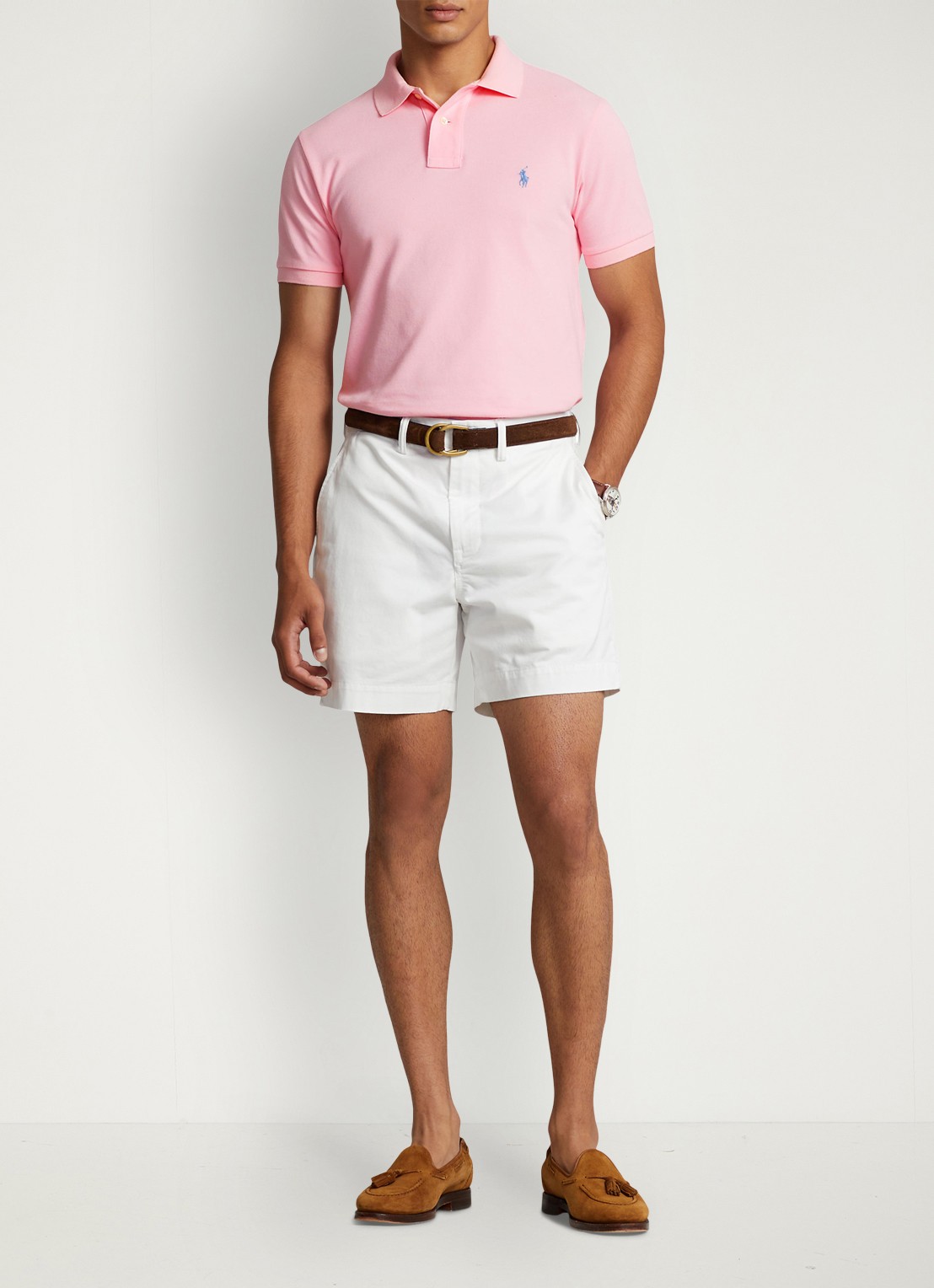 Ralph Lauren Custom slim fit polo van piqué katoen met logoborduring - voorkant 4 carmel pink / lichtroze