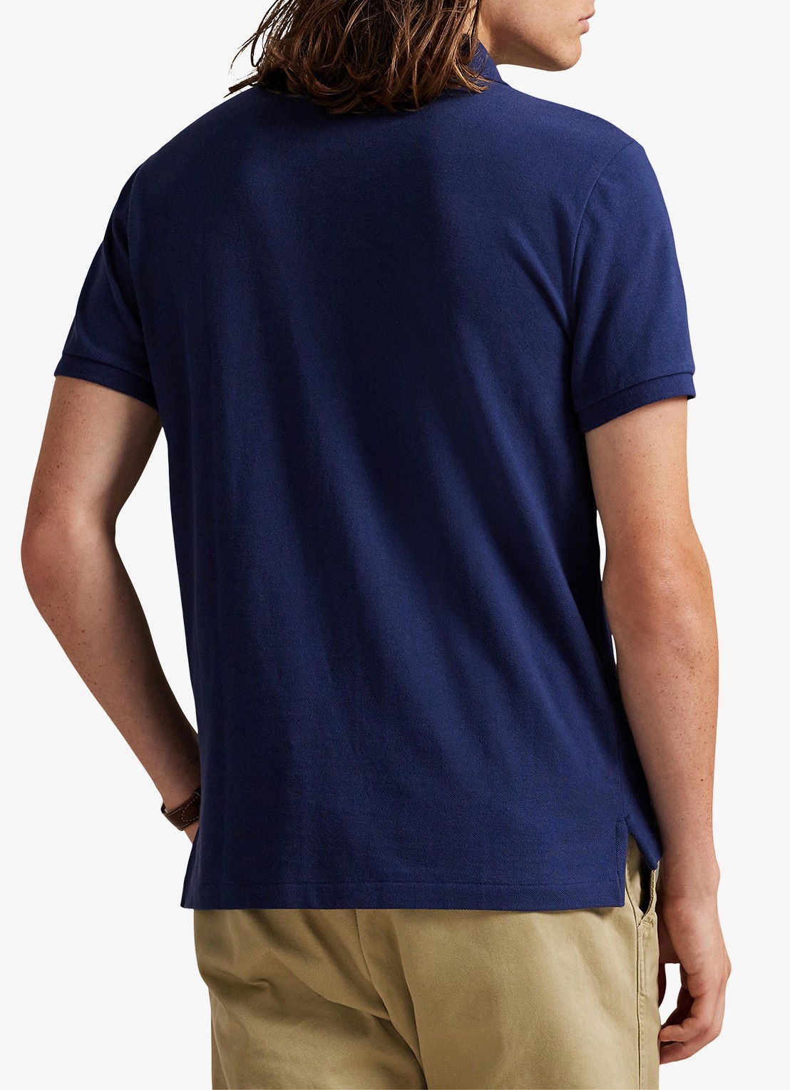 Ralph Lauren Custom slim fit polo van piqué katoen met logoborduring - achterkant 3 newport navy / blauw
