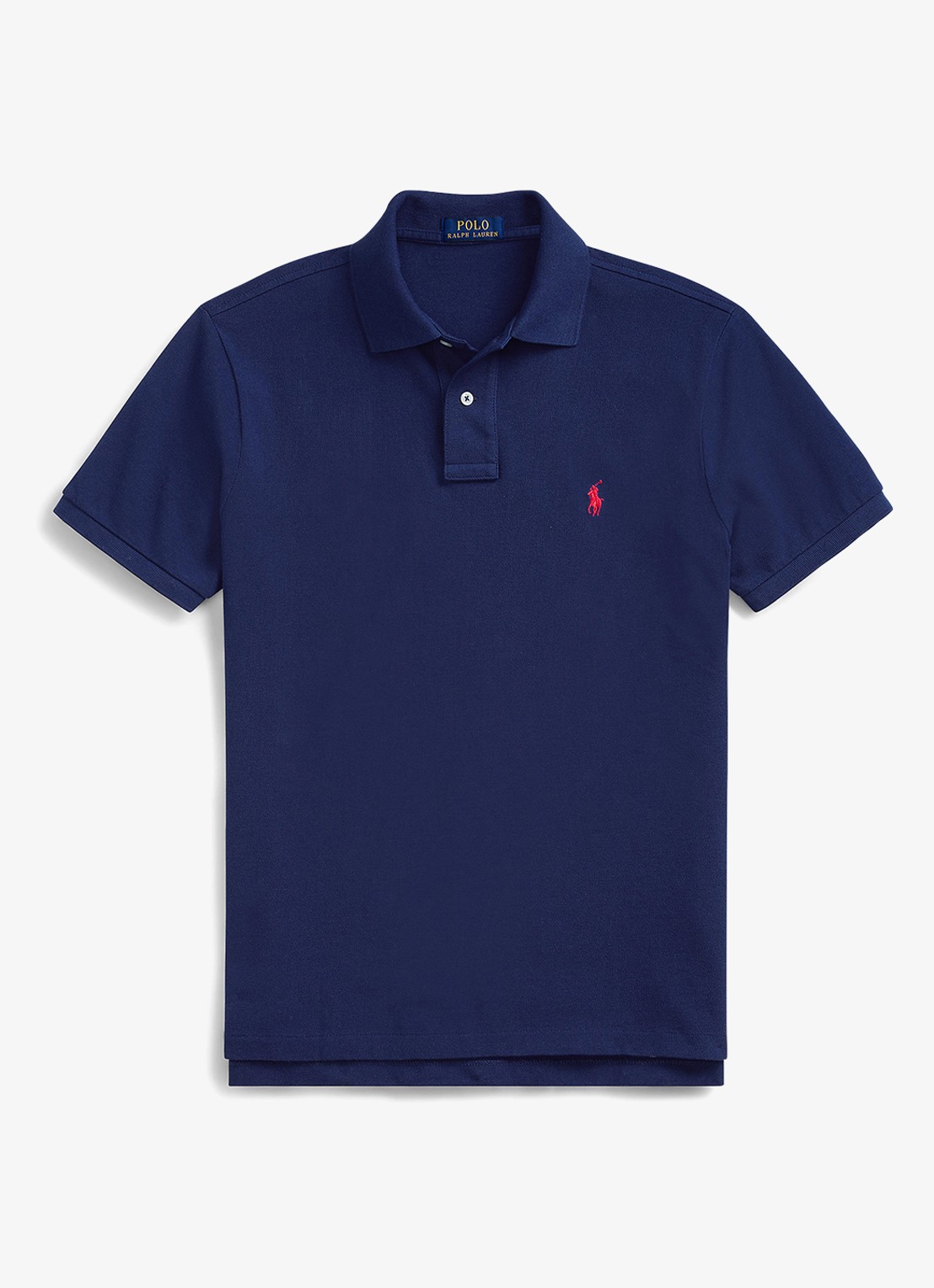 Ralph Lauren Custom slim fit polo van piqué katoen met logoborduring - voorkant newport navy / blauw