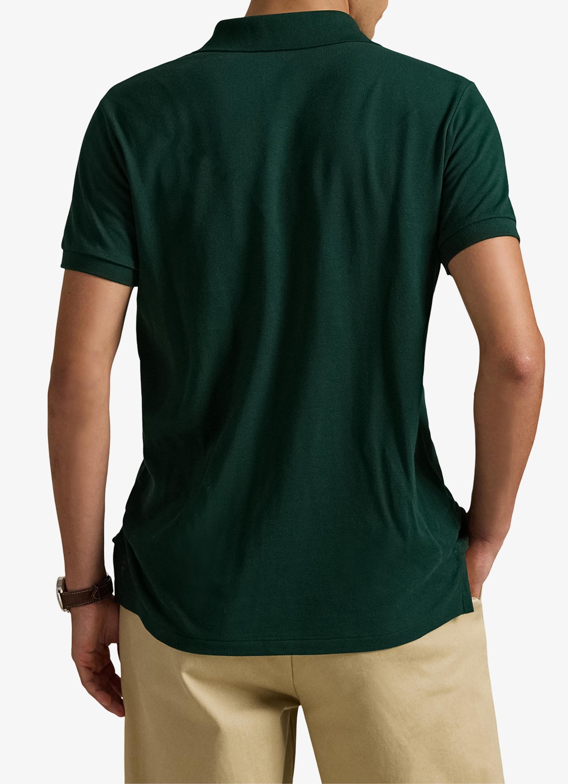 Ralph Lauren Custom slim fit polo van piqué katoen met logoborduring - achterkant college green / groen