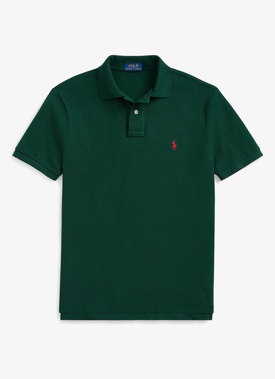 Ralph Lauren Custom slim fit polo van piqué katoen met logoborduring - voorkant 2 college green / groen