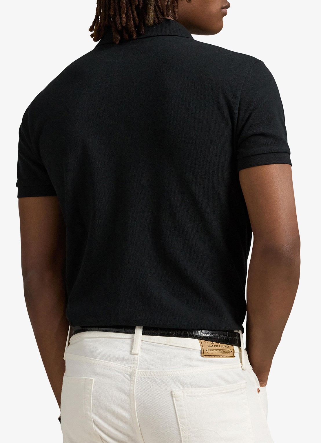 Ralph Lauren Custom slim fit polo van piqué katoen met logoborduring - achterkant 5 polo black/c3870