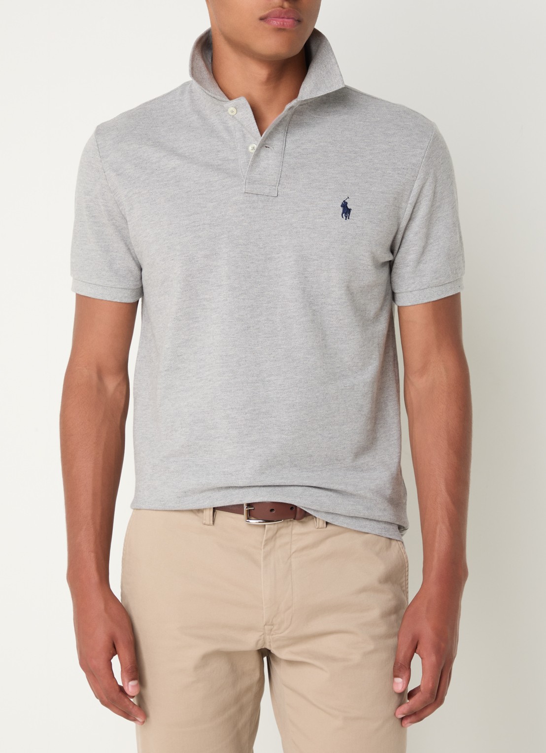 Ralph Lauren Custom slim fit polo van piqué katoen met logoborduring - detail 3 andover heather/c7927