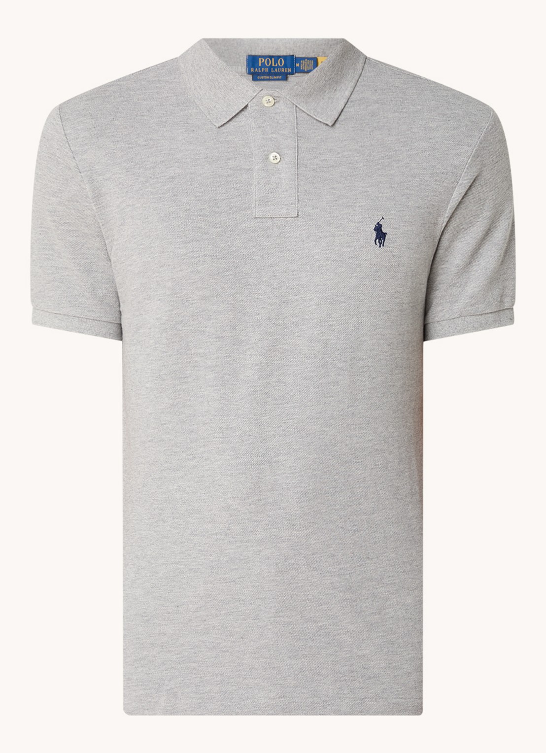 Ralph Lauren Custom slim fit polo van piqué katoen met logoborduring - voorkant andover heather/c7927