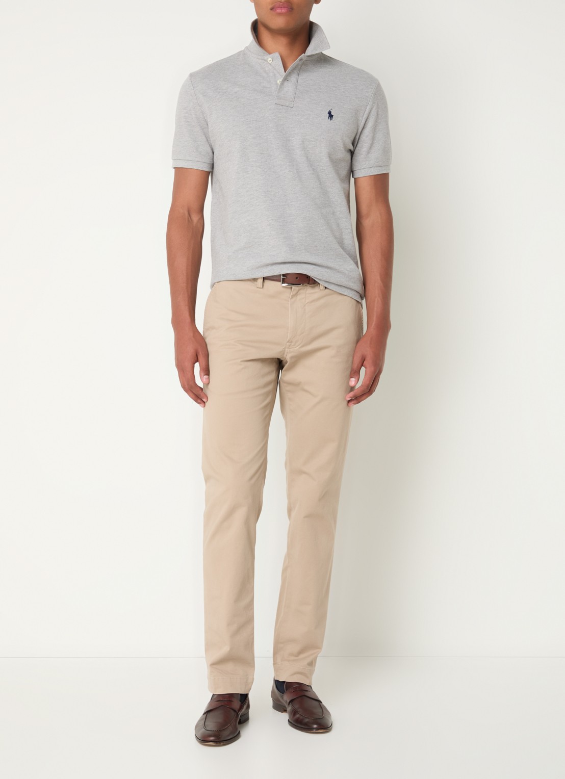 Ralph Lauren Custom slim fit polo van piqué katoen met logoborduring - voorkant 2 andover heather/c7927