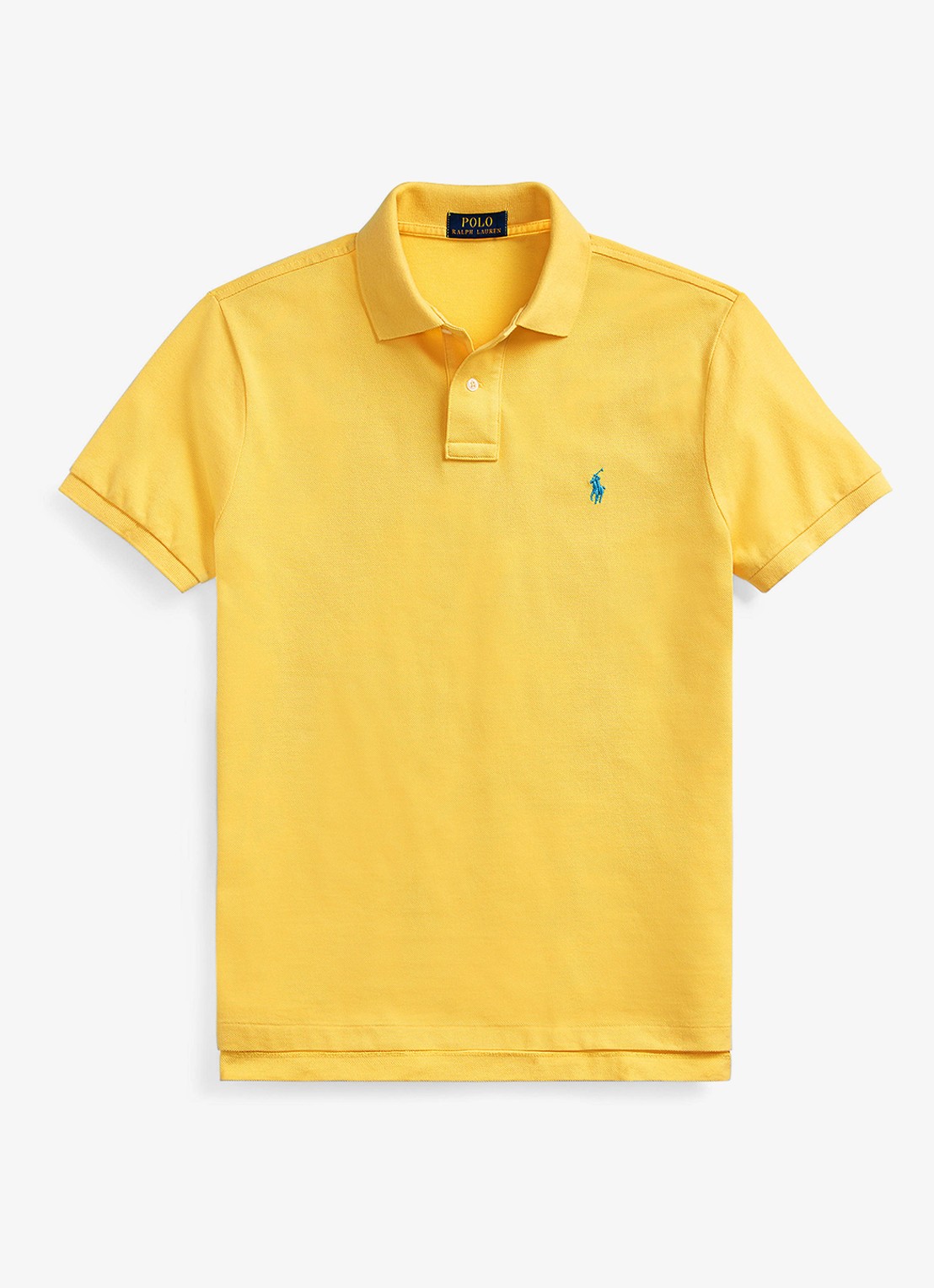 Ralph Lauren Custom slim fit polo van piqué katoen met logoborduring - voorkant 3 yellowfin/c7370