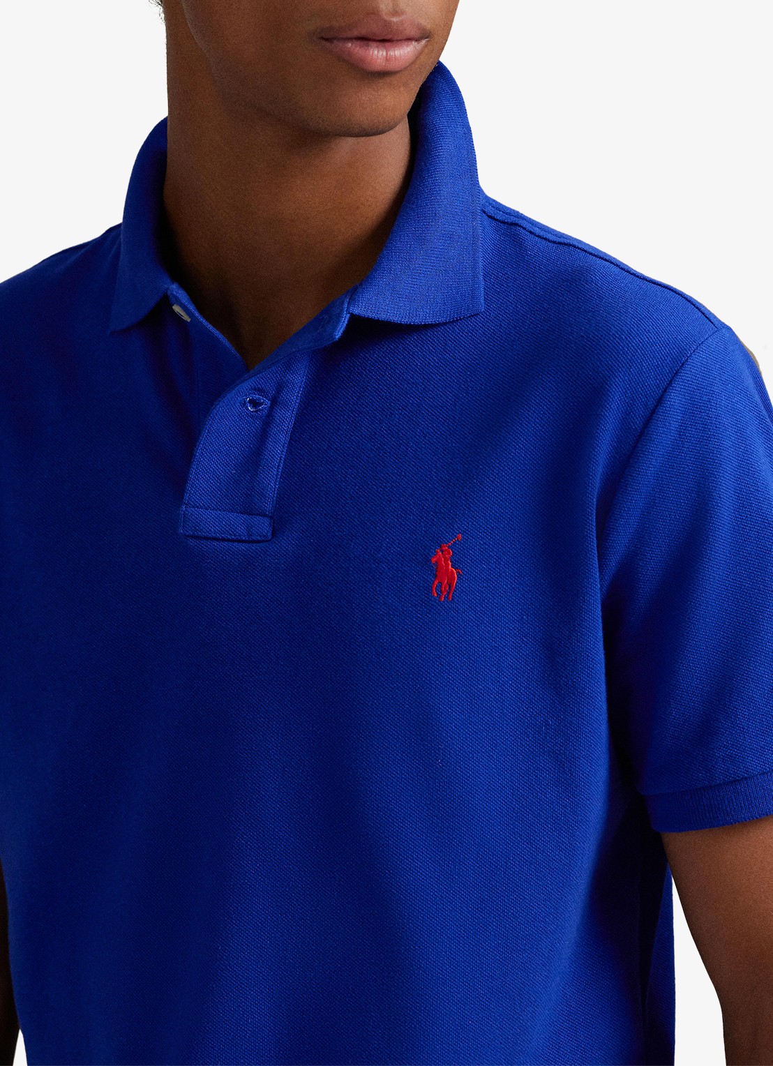 Ralph Lauren Custom slim fit polo van piqué katoen met logoborduring - detail 5 heritage royal/c3870