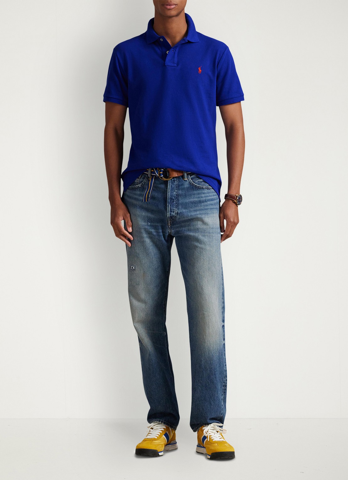 Ralph Lauren Custom slim fit polo van piqué katoen met logoborduring - voorkant 2 heritage royal/c3870