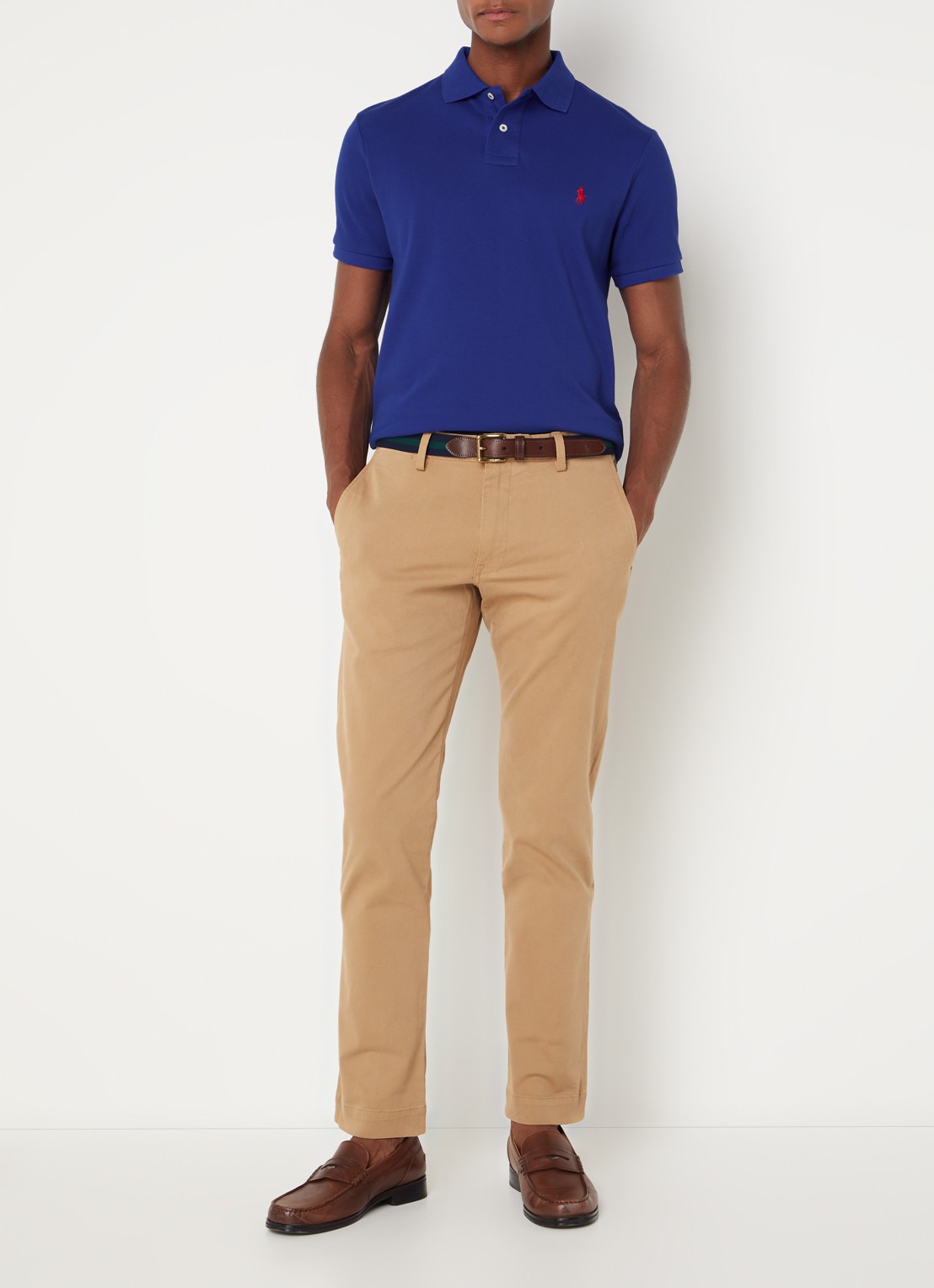 Ralph Lauren Custom slim fit polo van piqué katoen met logoborduring - voorkant 3 heritage royal/c3870