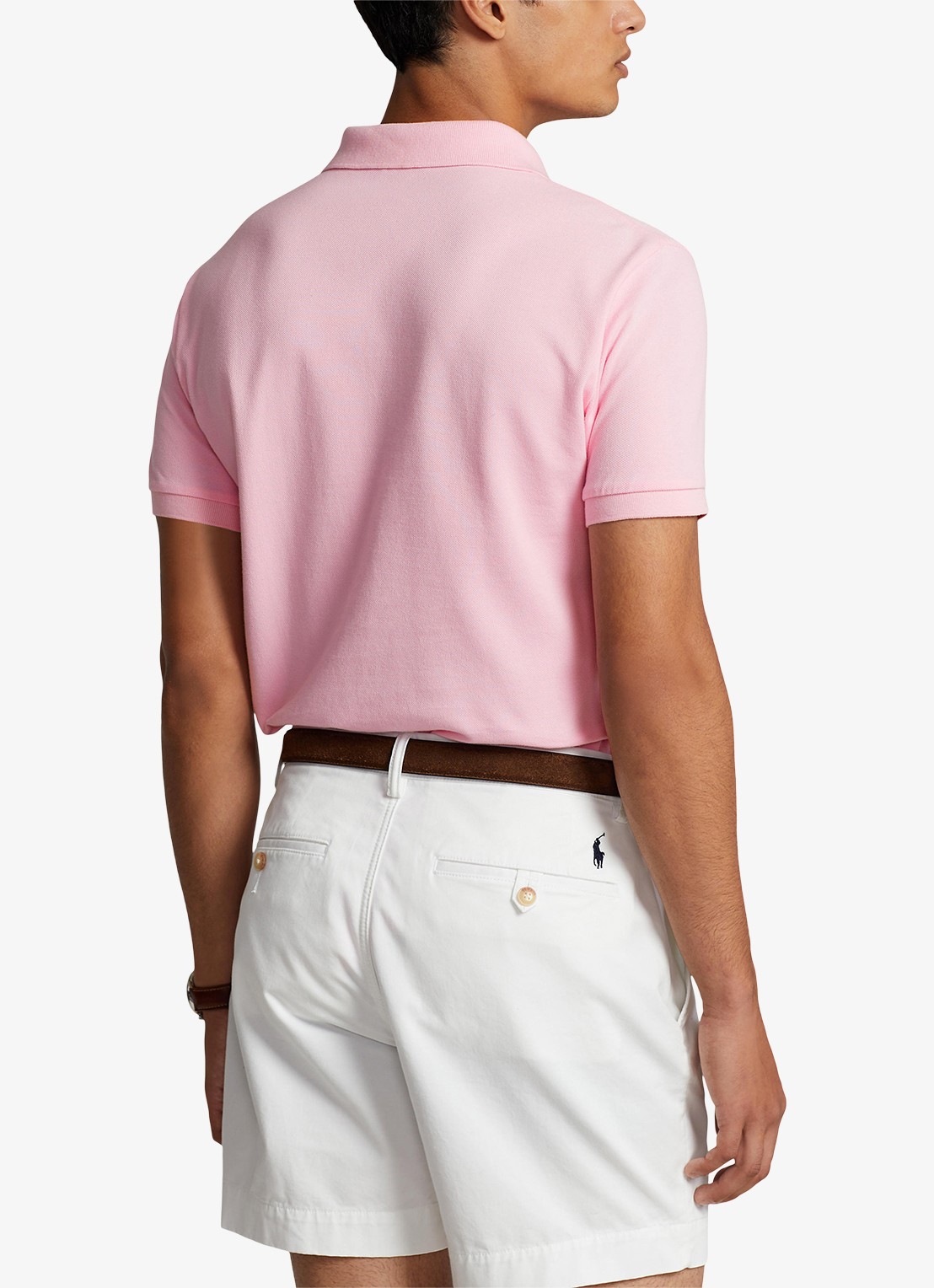 Ralph Lauren Custom slim fit polo van piqué katoen met logoborduring - achterkant 2 carmel pink / lichtroze