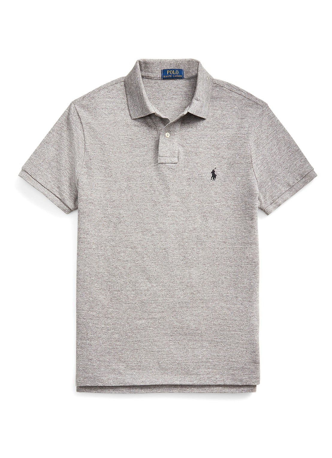 Ralph Lauren Custom slim fit polo van piqué katoen met logoborduring - voorkant 2 canterbury heather / grijs