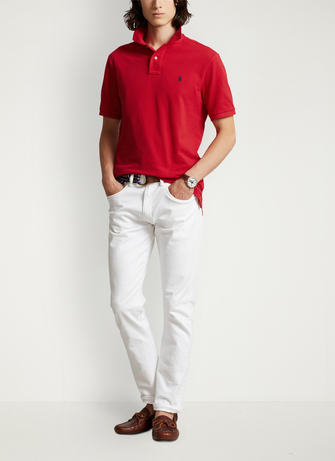 Ralph Lauren Custom slim fit polo van piqué katoen met logoborduring - voorkant 3 rl2000 red / rood