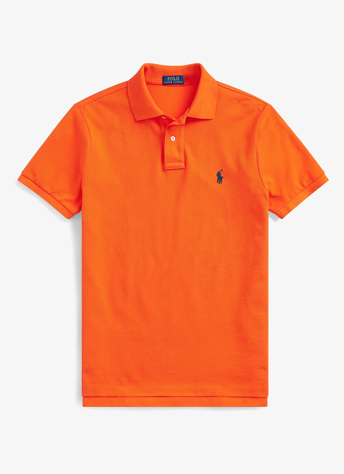 Ralph Lauren Custom slim fit polo van piqué katoen met logoborduring - voorkant sailing orange