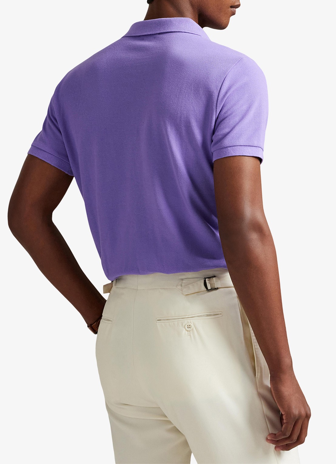 Ralph Lauren Custom slim fit polo van piqué katoen met logoborduring - achterkant 3 cactus purple