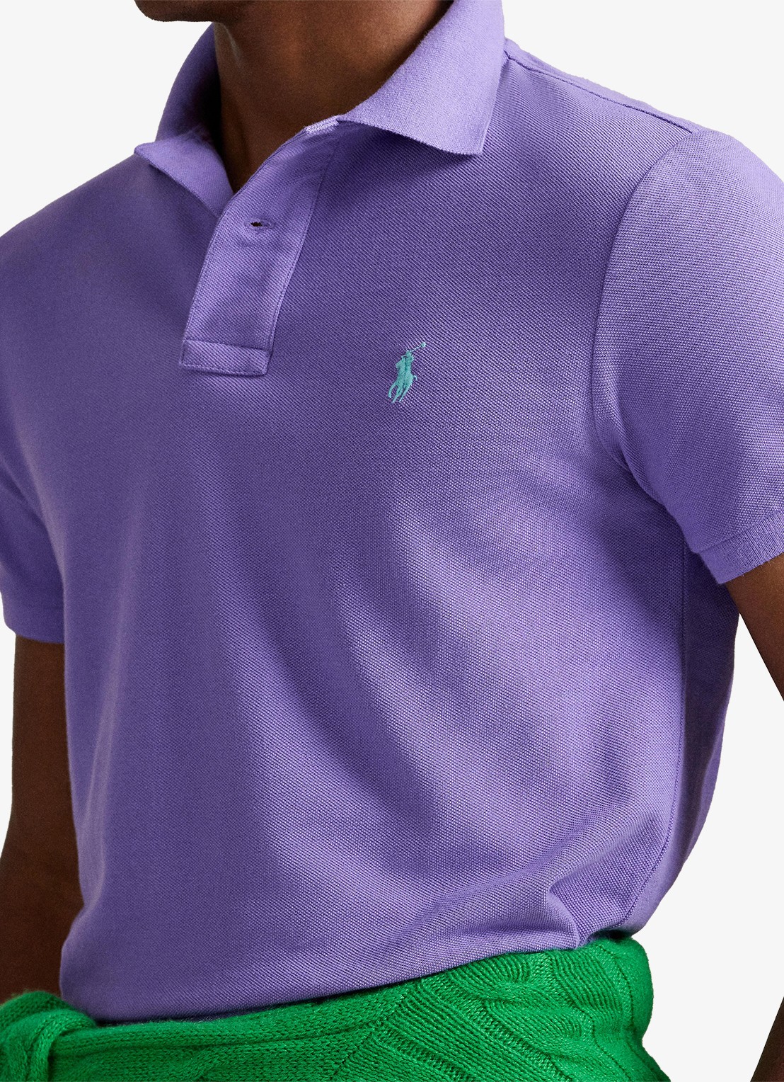 Ralph Lauren Custom slim fit polo van piqué katoen met logoborduring - detail 2 cactus purple