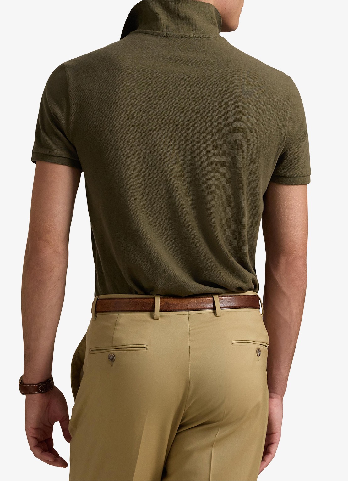 Ralph Lauren Custom slim fit polo van piqué katoen met logoborduring - achterkant 5 canopy olive