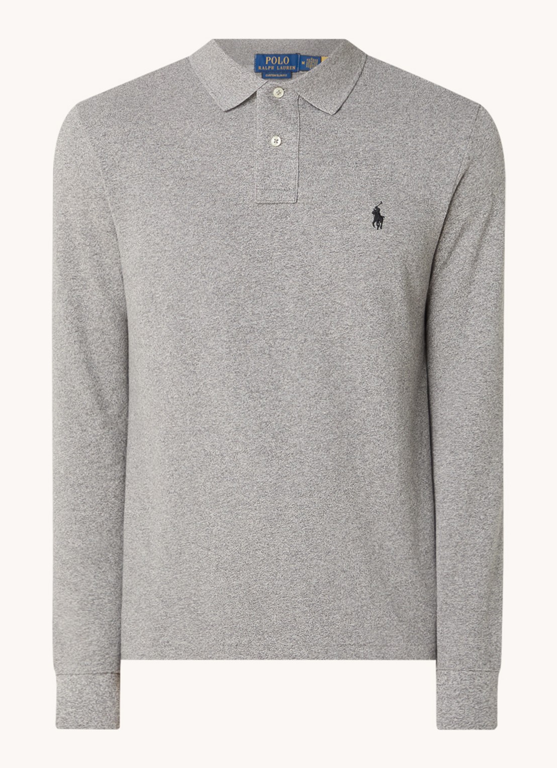 Ralph Lauren Custom slim fit polo van piqué katoen - voorkant 3 canterbury heather / grijs