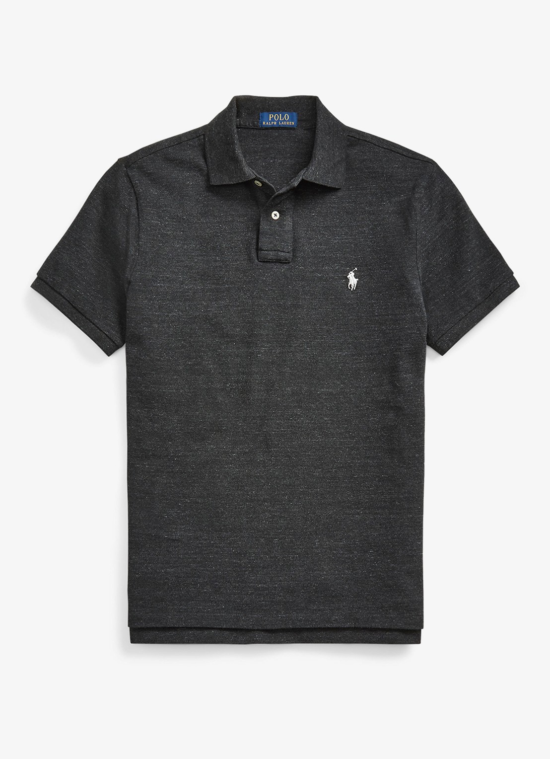 Ralph Lauren Custom slim fit polo van piqué katoen - voorkant black marl heather / donkergrijs