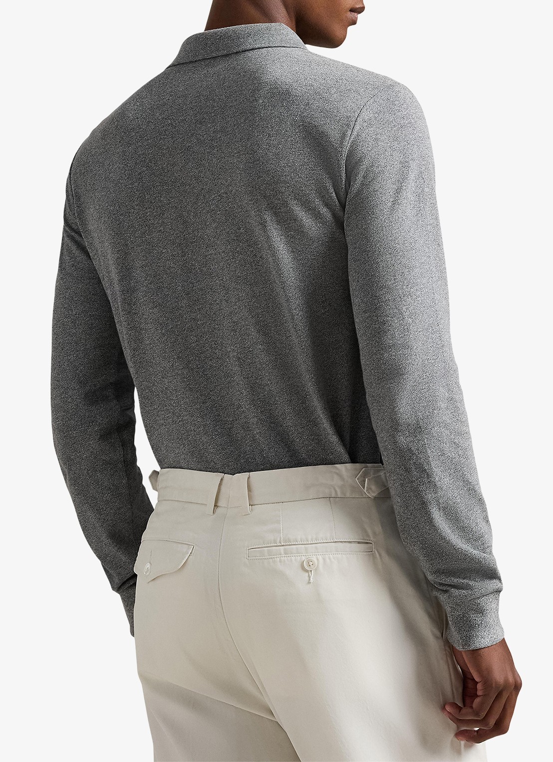 Ralph Lauren Custom slim fit polo van piqué katoen - achterkant 2 canterbury heather / grijs