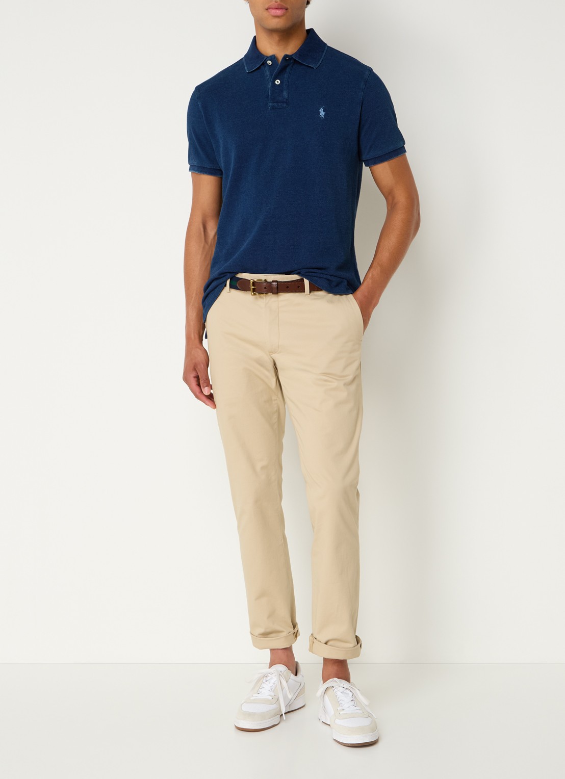 Ralph Lauren Custom slim fit polo van piqué katoen - voorkant 3 dark indigo/c7503