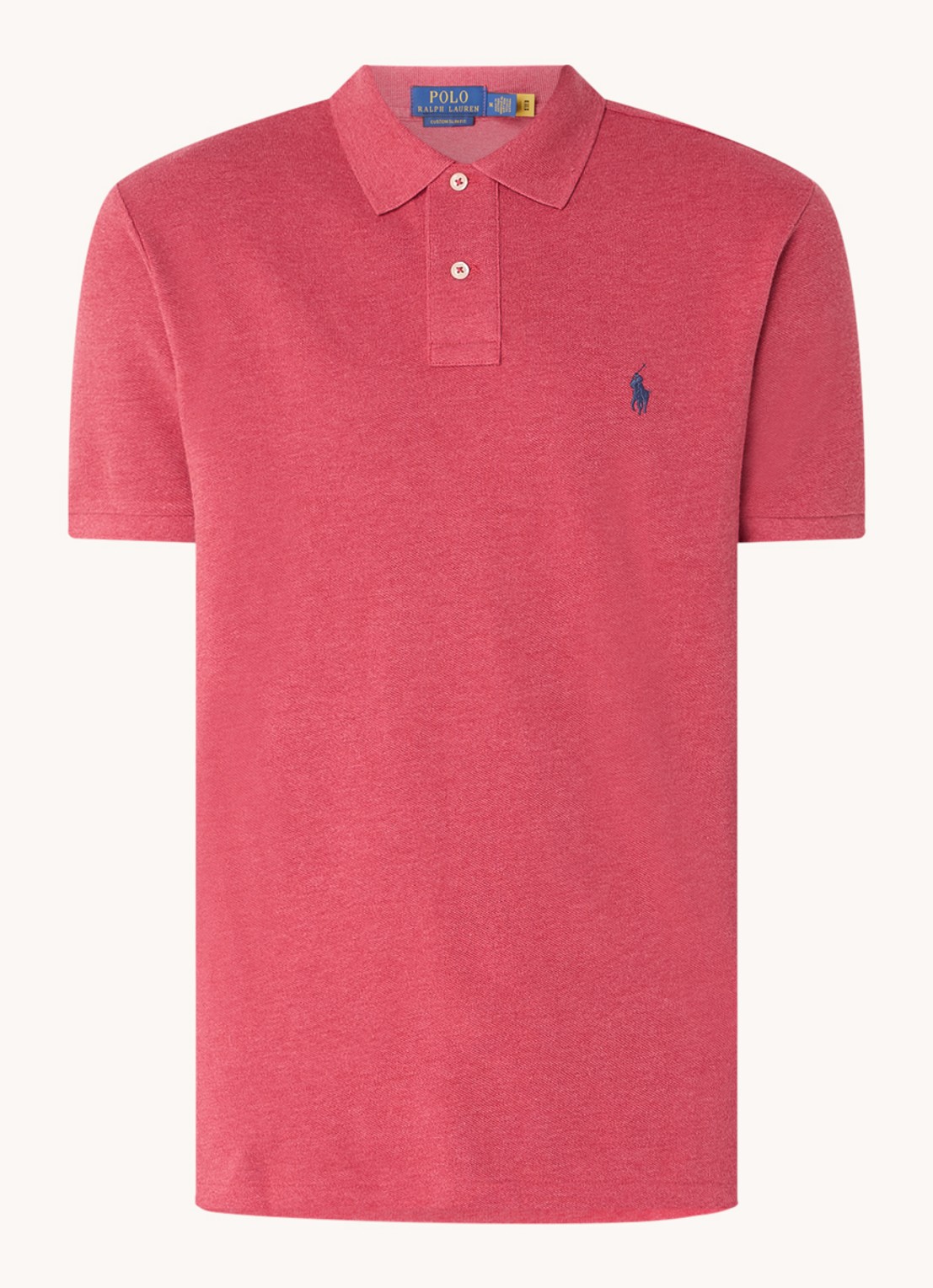 Ralph Lauren Custom slim fit polo van piqué katoen - voorkant ruby heather/c7976