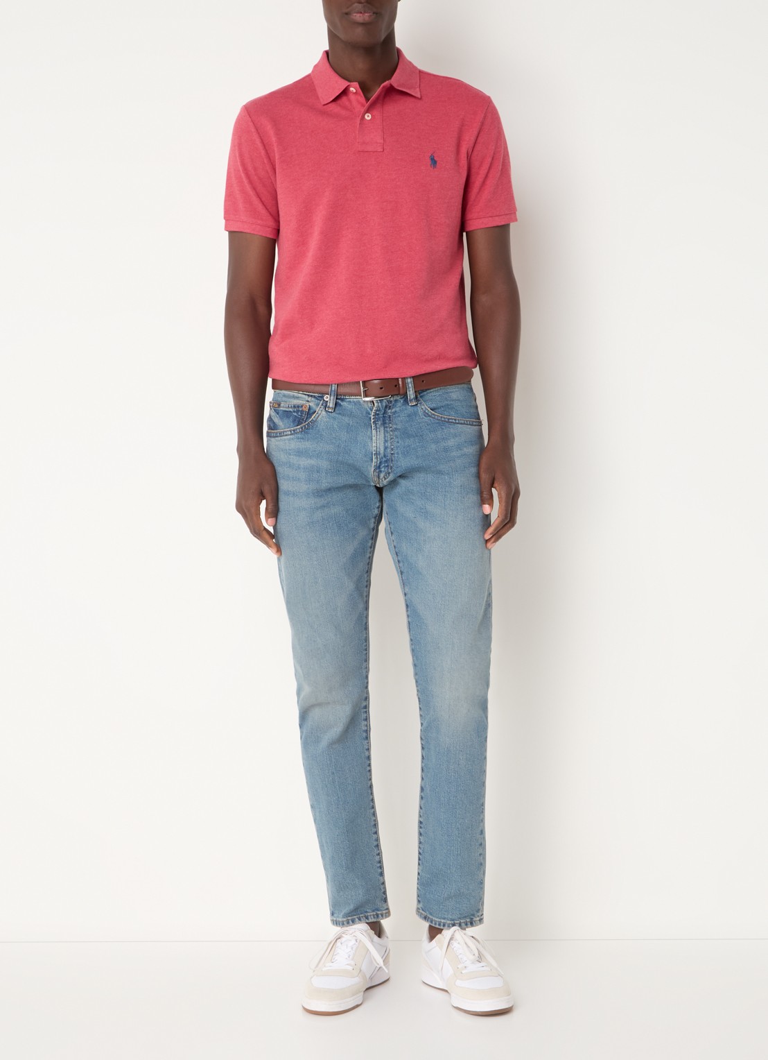 Ralph Lauren Custom slim fit polo van piqué katoen - voorkant 2 ruby heather/c7976