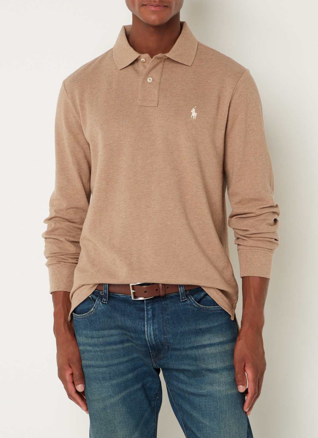 Ralph Lauren Custom slim fit polo van piqué katoen - detail grey cloud heather/c8135