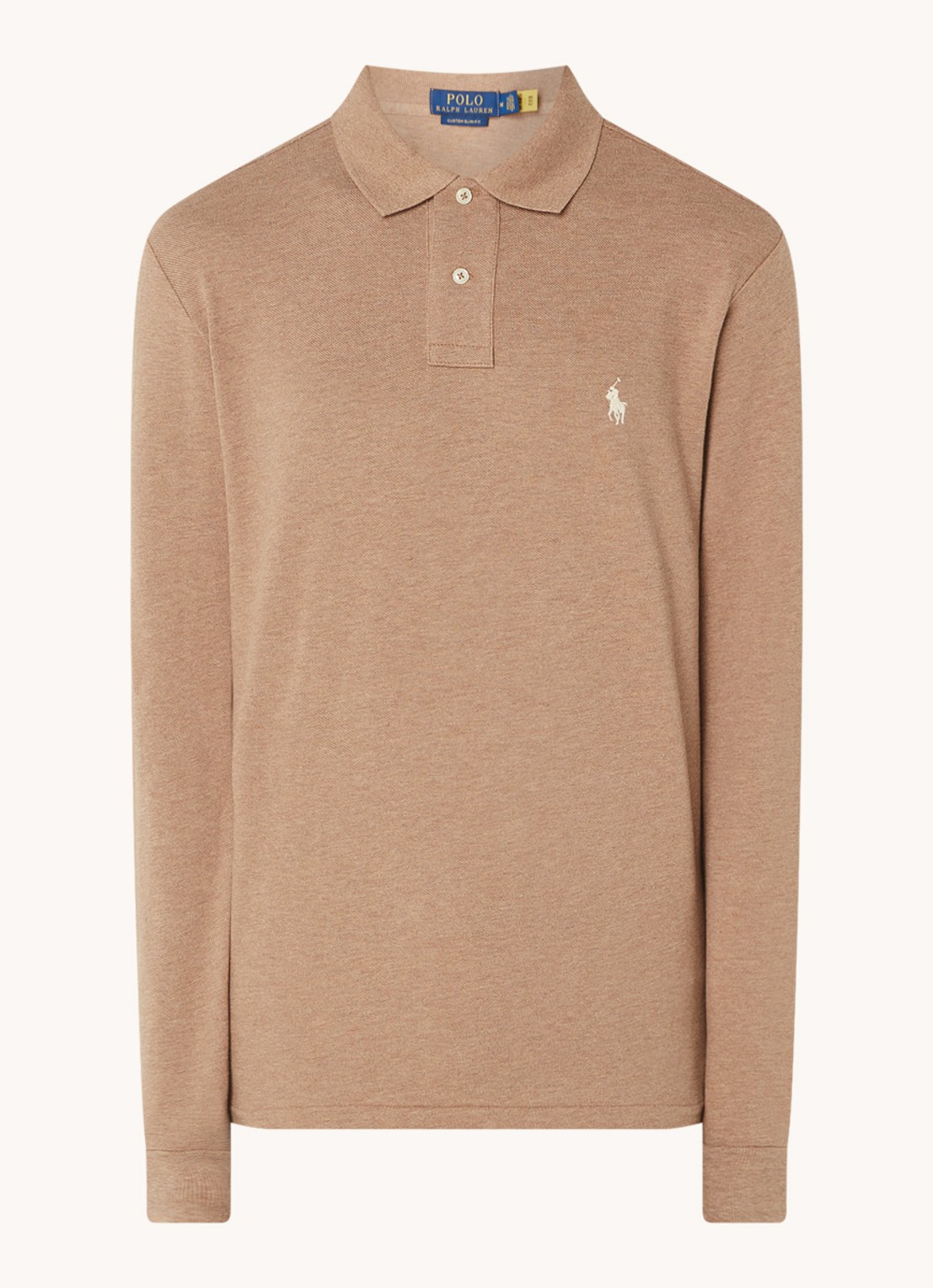 Ralph Lauren Custom slim fit polo van piqué katoen - voorkant 2 grey cloud heather/c8135