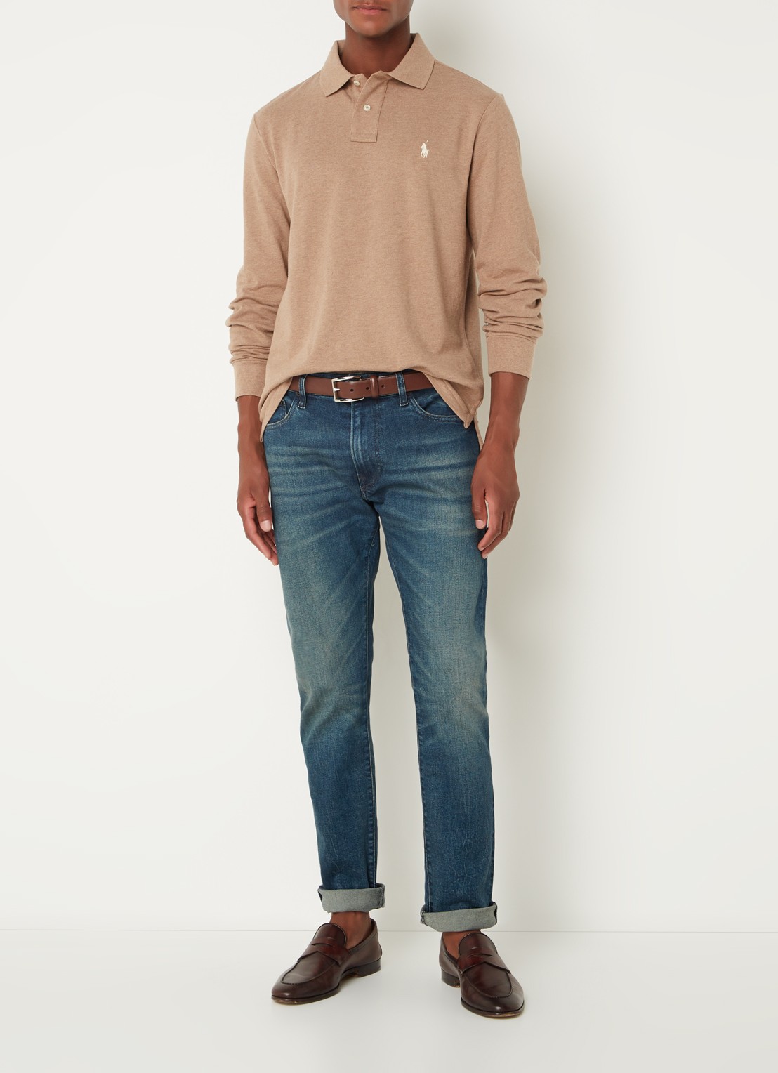 Ralph Lauren Custom slim fit polo van piqué katoen - voorkant 3 grey cloud heather/c8135