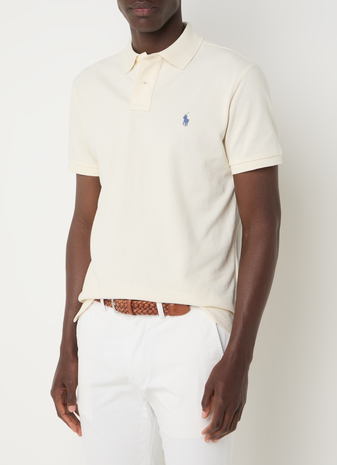 Ralph Lauren Custom slim fit polo van piqué katoen - detail herbal milk/c7563