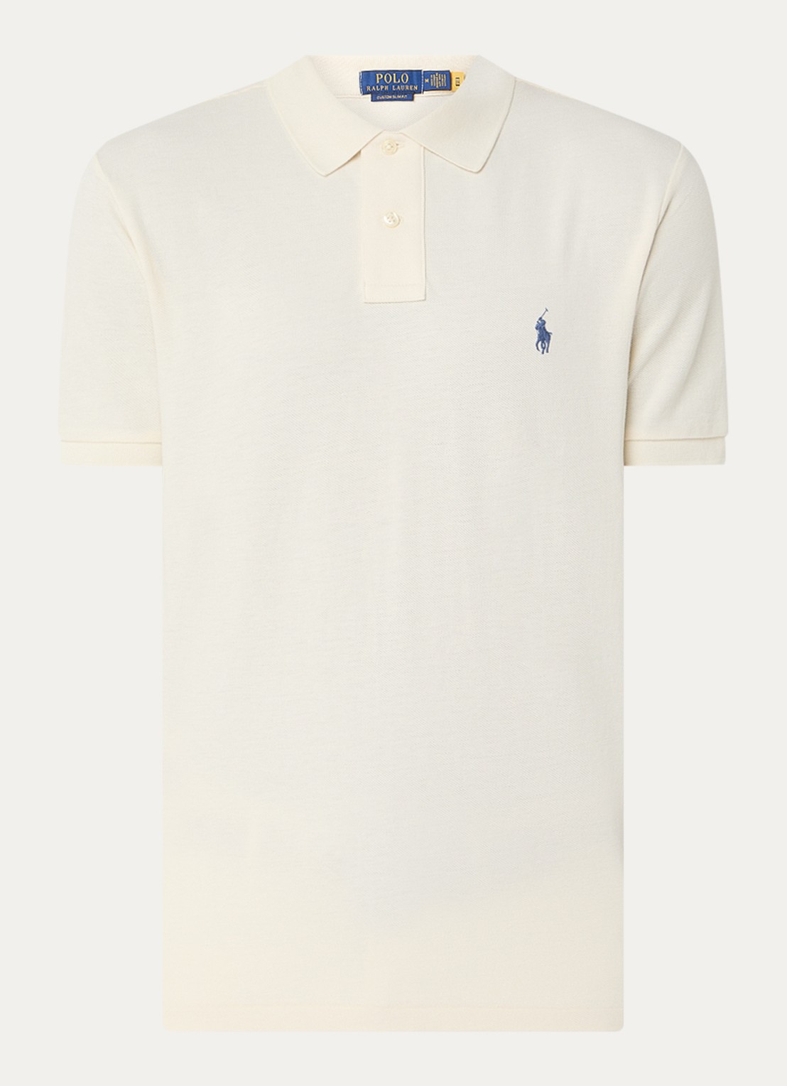 Ralph Lauren Custom slim fit polo van piqué katoen - voorkant 2 herbal milk/c7563