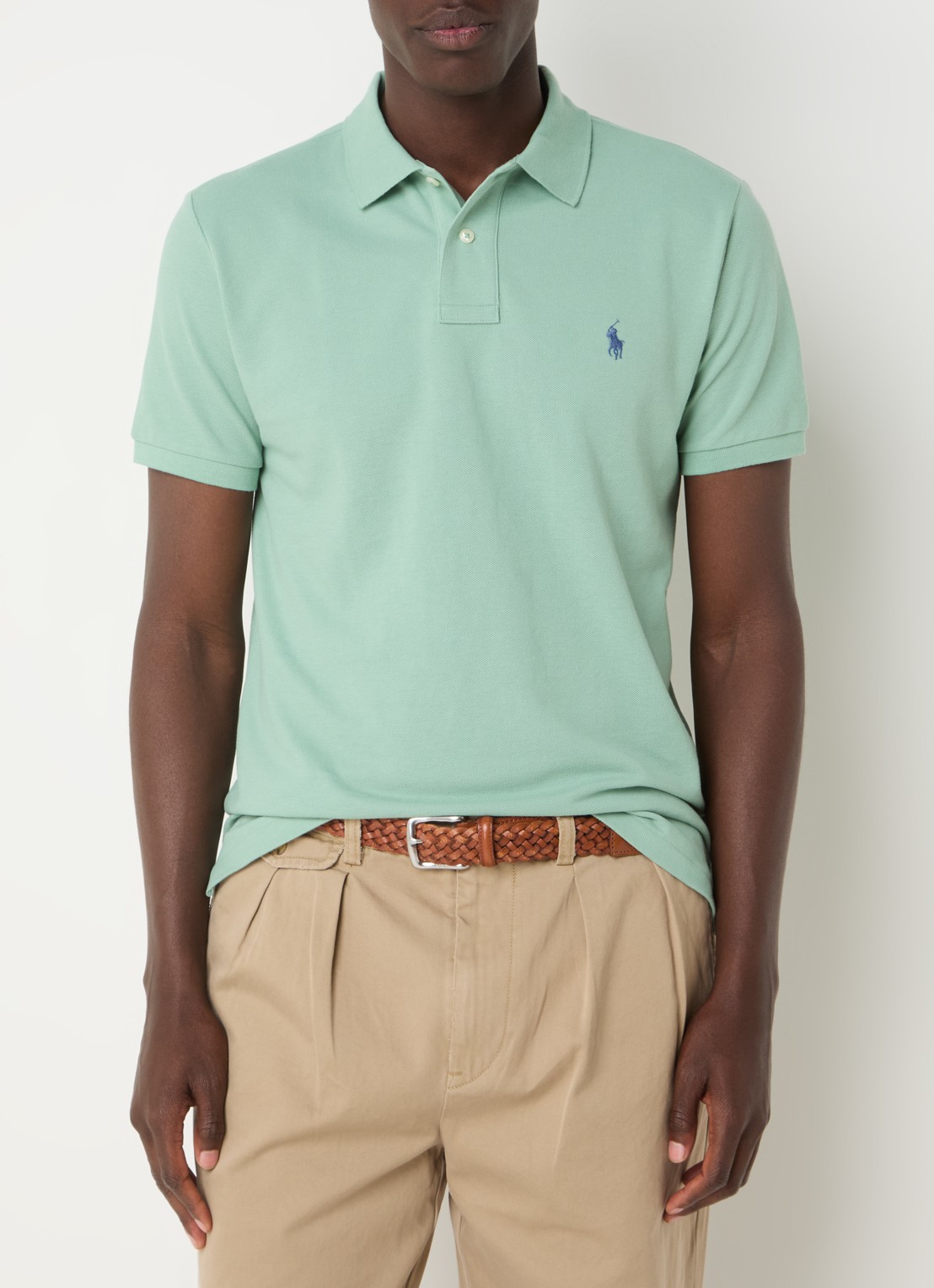 Ralph Lauren Custom slim fit polo van piqué katoen - detail faded mint/c7563
