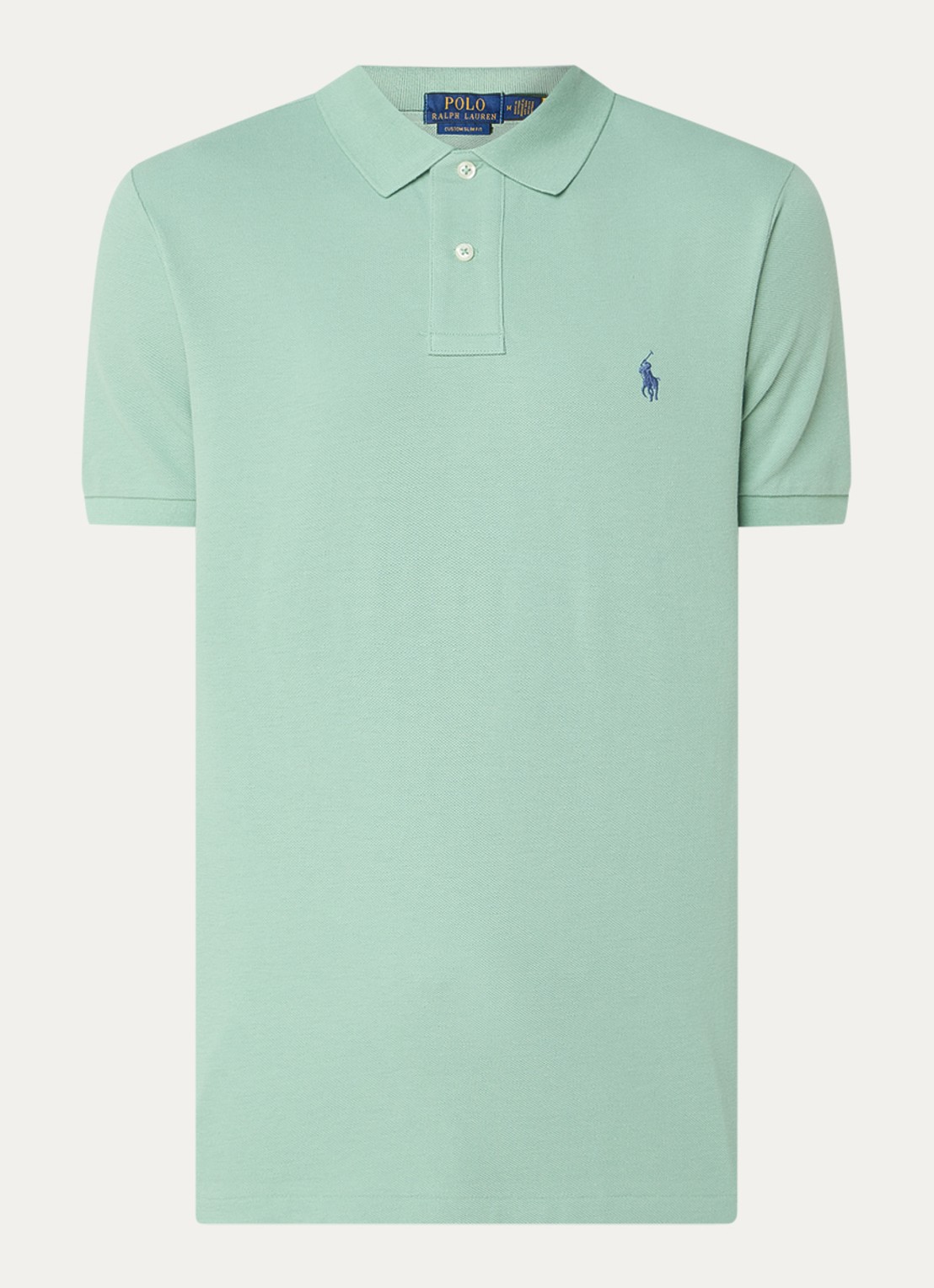 Ralph Lauren Custom slim fit polo van piqué katoen - voorkant 2 faded mint/c7563