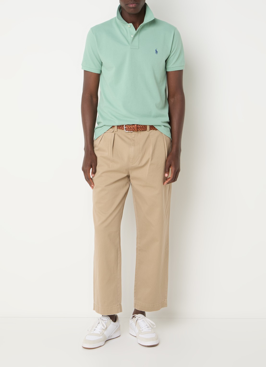 Ralph Lauren Custom slim fit polo van piqué katoen - voorkant 3 faded mint/c7563