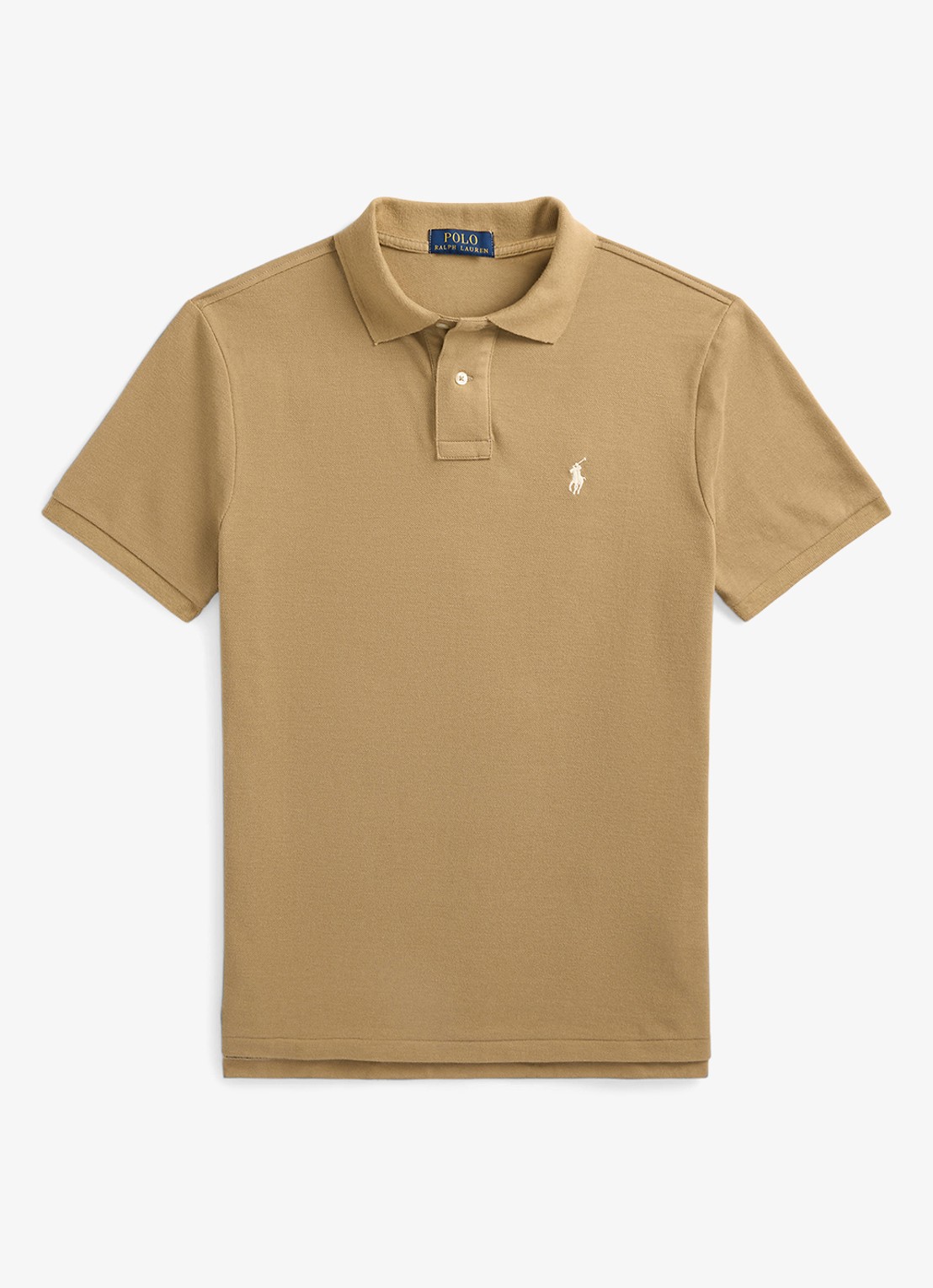 Ralph Lauren Custom slim fit polo van piqué katoen - voorkant cafe tan / bruin