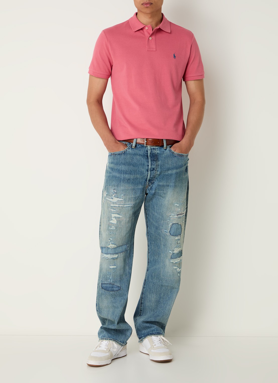 Ralph Lauren Custom slim fit polo van piqué katoen - voorkant 2 adirondack berry
