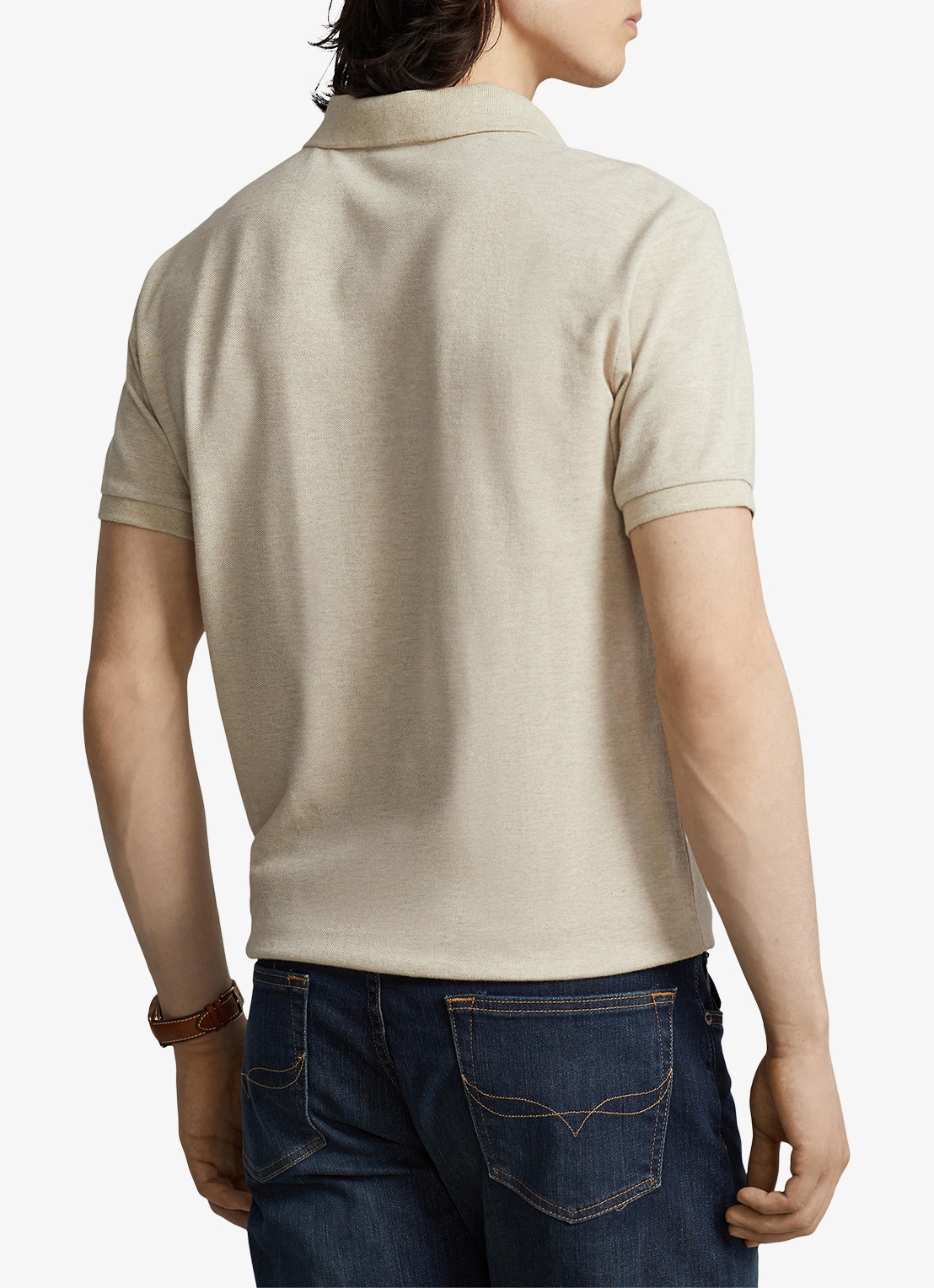 Ralph Lauren Custom slim fit polo van piqué katoen - achterkant beige