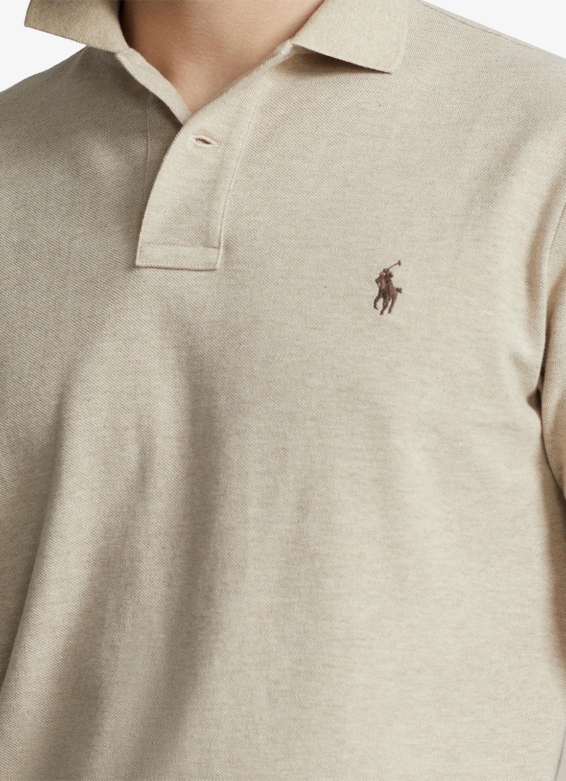 Ralph Lauren Custom slim fit polo van piqué katoen - detail 5 beige