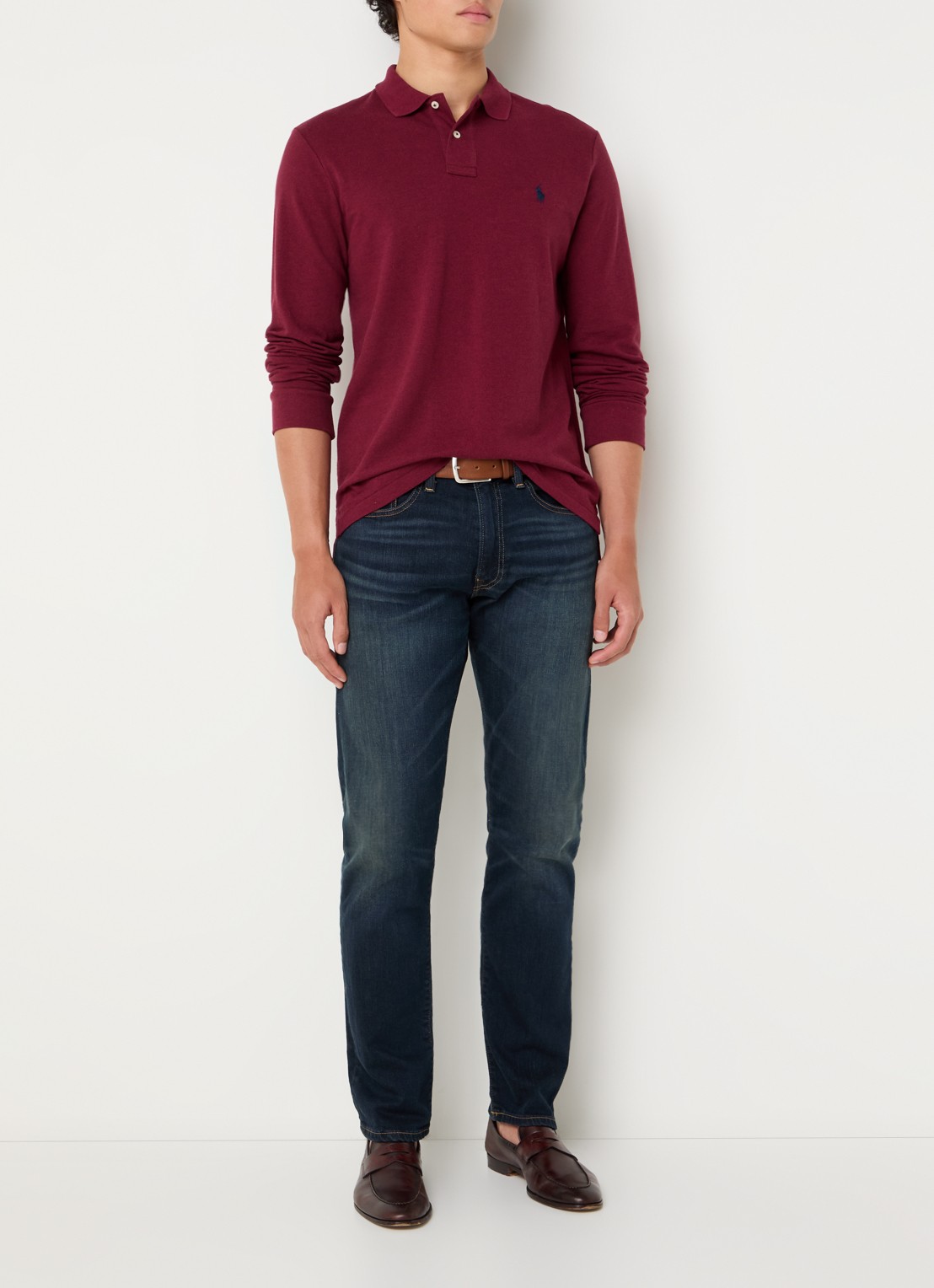 Ralph Lauren Custom slim fit polo van piqué katoen - voorkant 4 vintage port heather