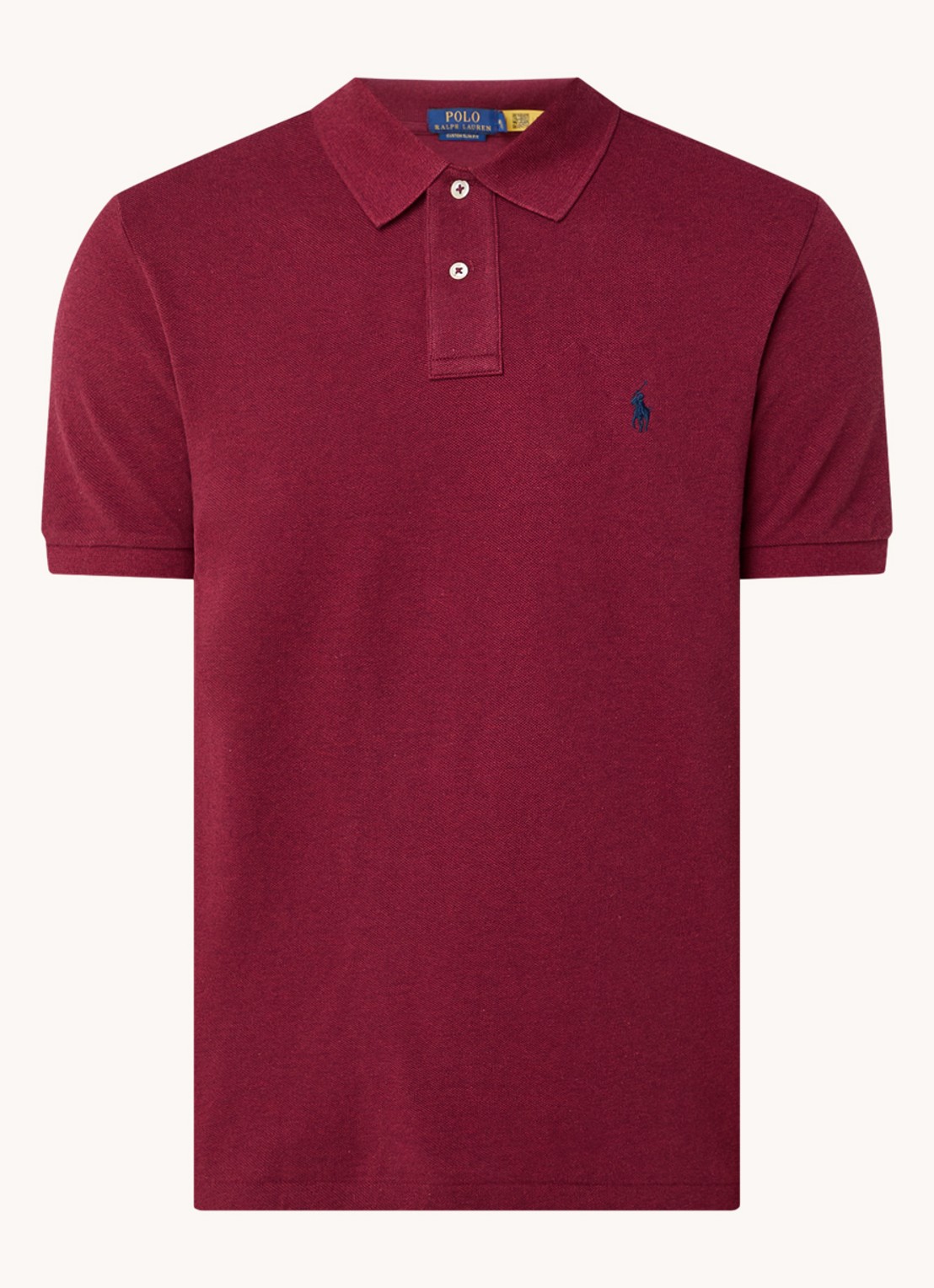 Ralph Lauren Custom slim fit polo van piqué katoen - voorkant 2 vintage port heather/c7587-4326