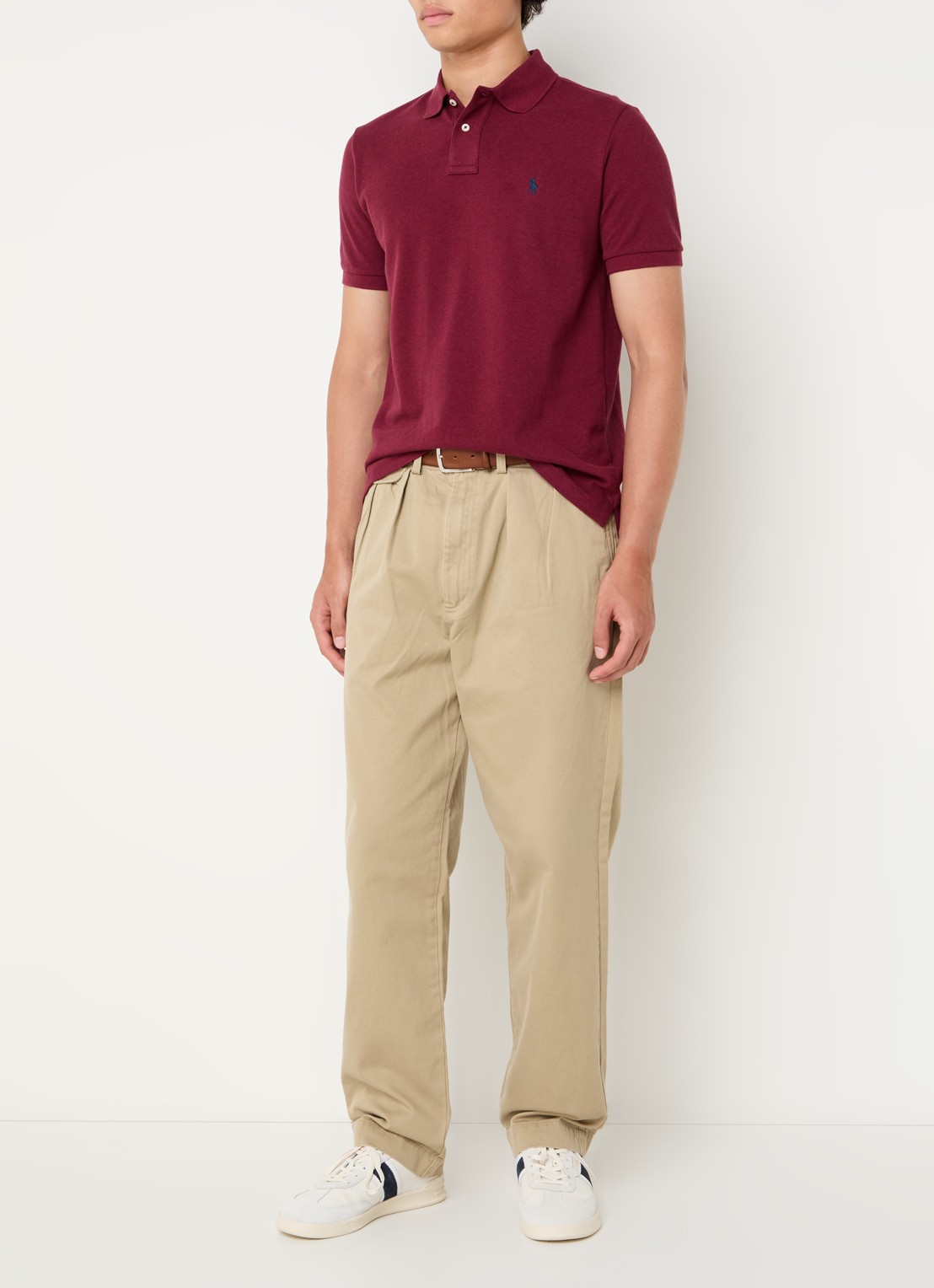 Ralph Lauren Custom slim fit polo van piqué katoen - voorkant 3 vintage port heather/c7587-4326