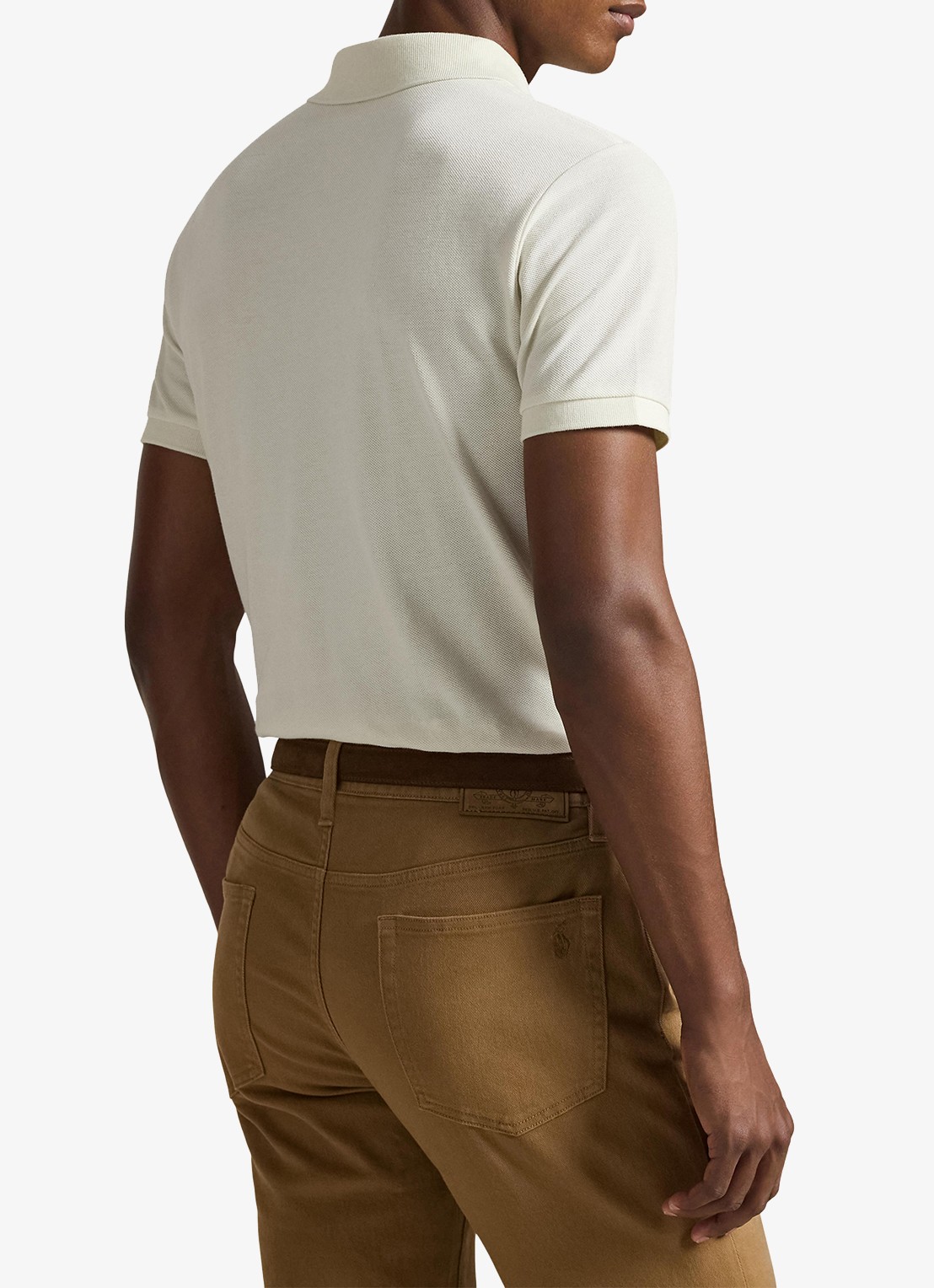 Ralph Lauren Custom slim fit polo van piqué katoen - achterkant parchment cream / beige