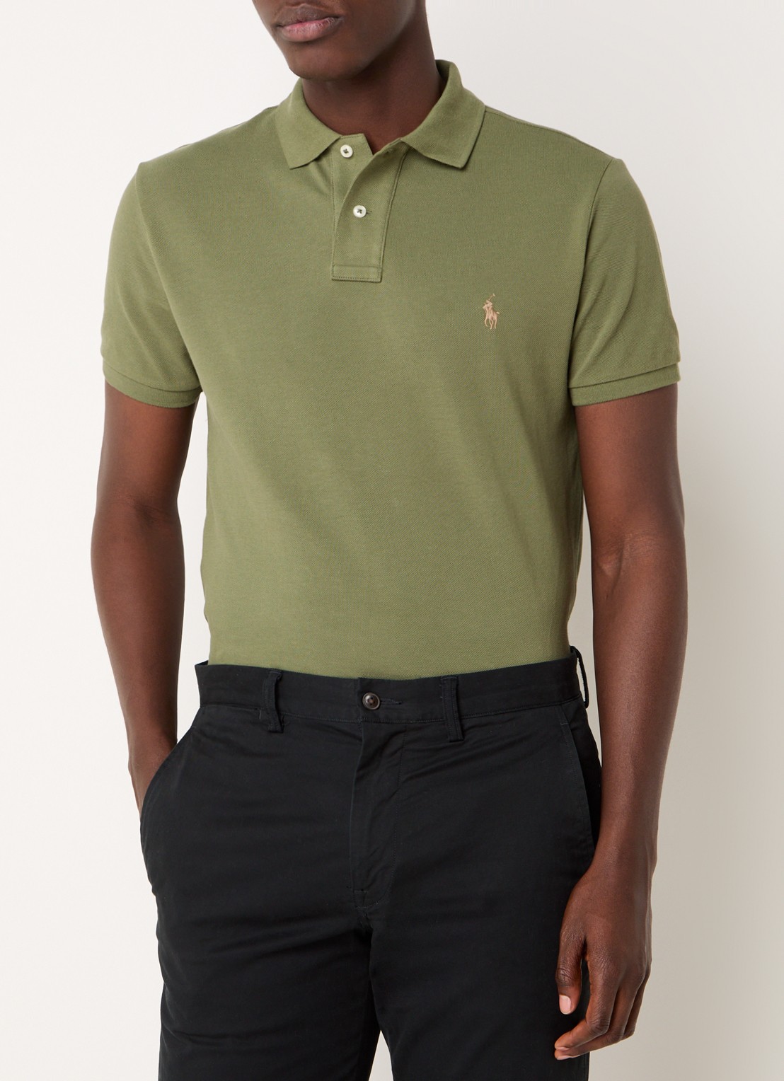 Ralph Lauren Custom slim fit polo van piqué katoen - detail garden trail / groen