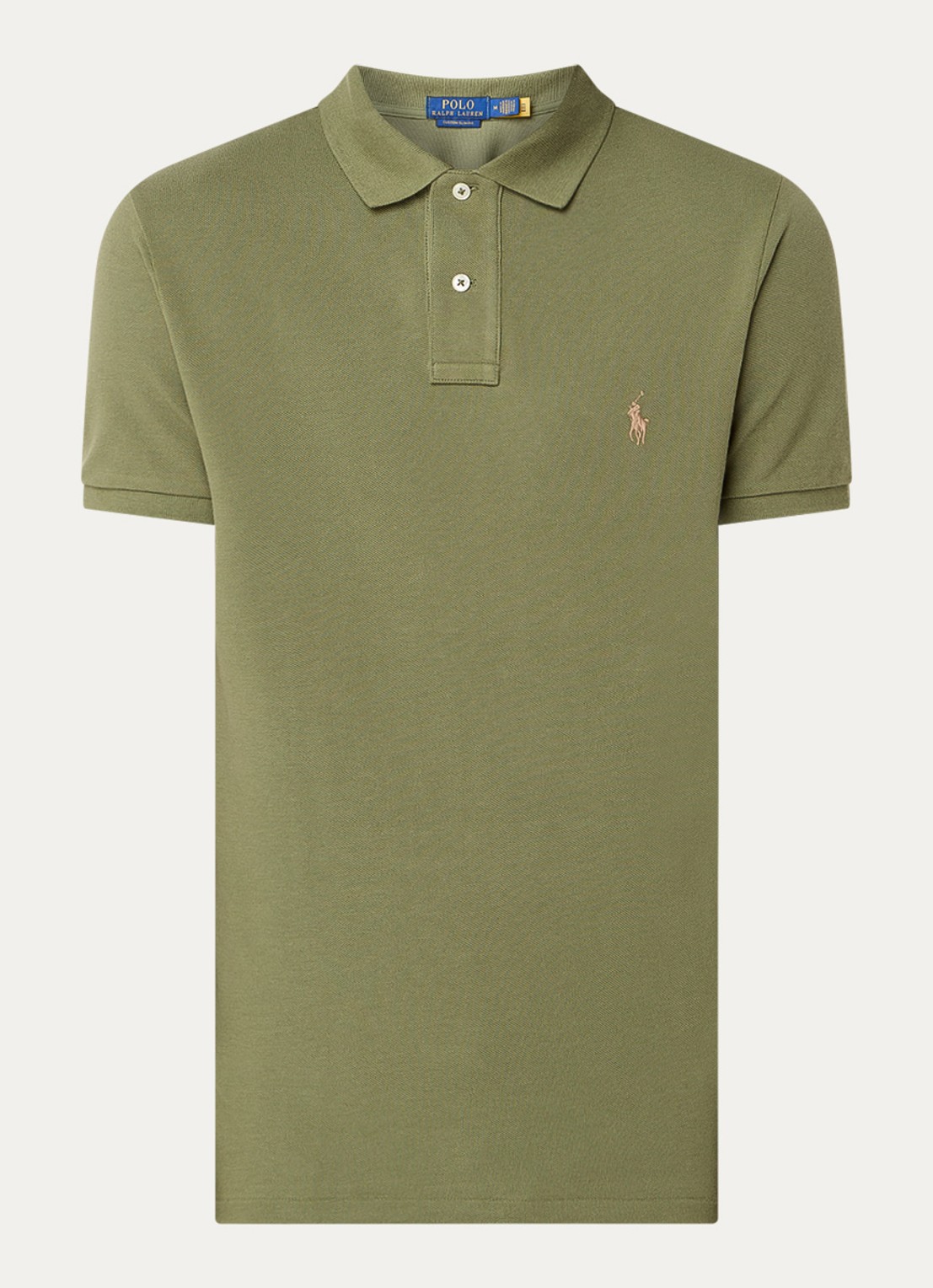Ralph Lauren Custom slim fit polo van piqué katoen - voorkant 2 garden trail / groen
