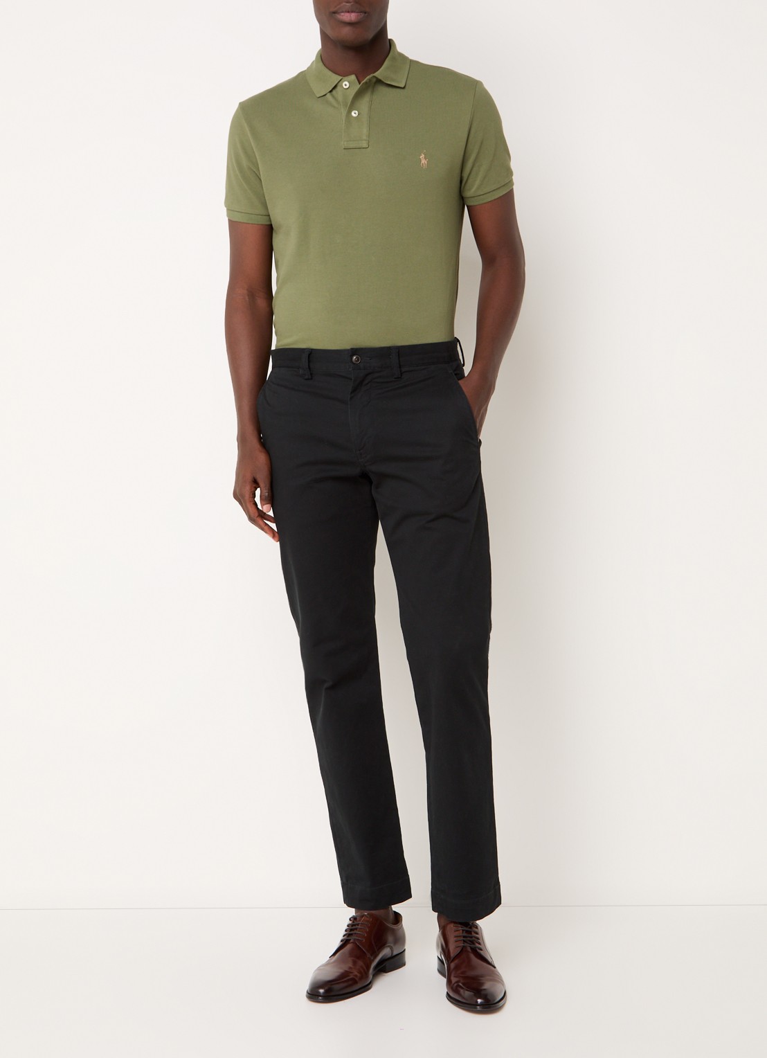 Ralph Lauren Custom slim fit polo van piqué katoen - voorkant 3 garden trail / groen