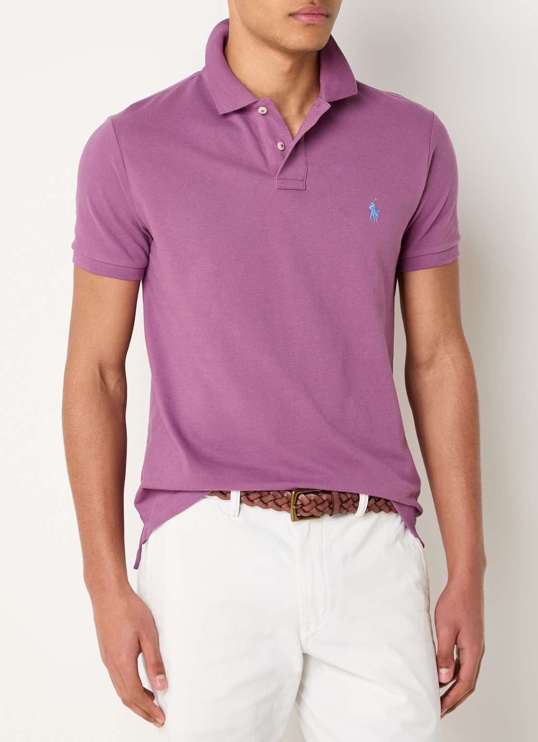 Ralph Lauren Custom slim fit polo van piqué katoen - detail tea rose / paars