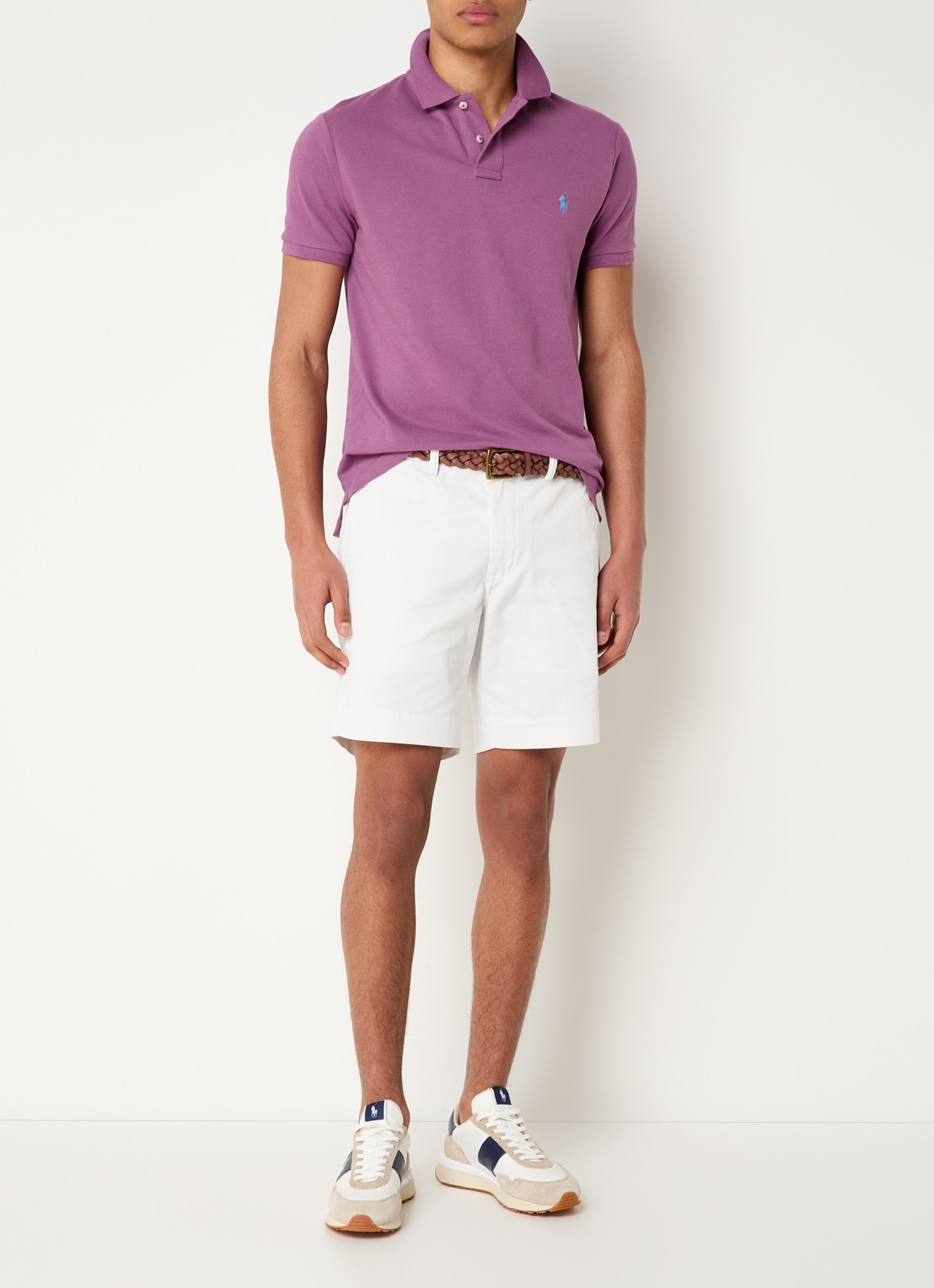 Ralph Lauren Custom slim fit polo van piqué katoen - voorkant 3 tea rose / paars