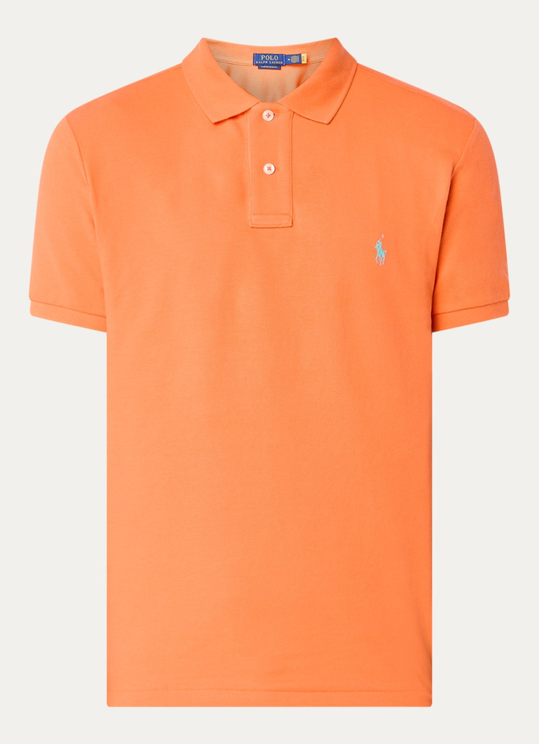 Ralph Lauren Custom slim fit polo van piqué katoen - voorkant 2 spring melon / oranje