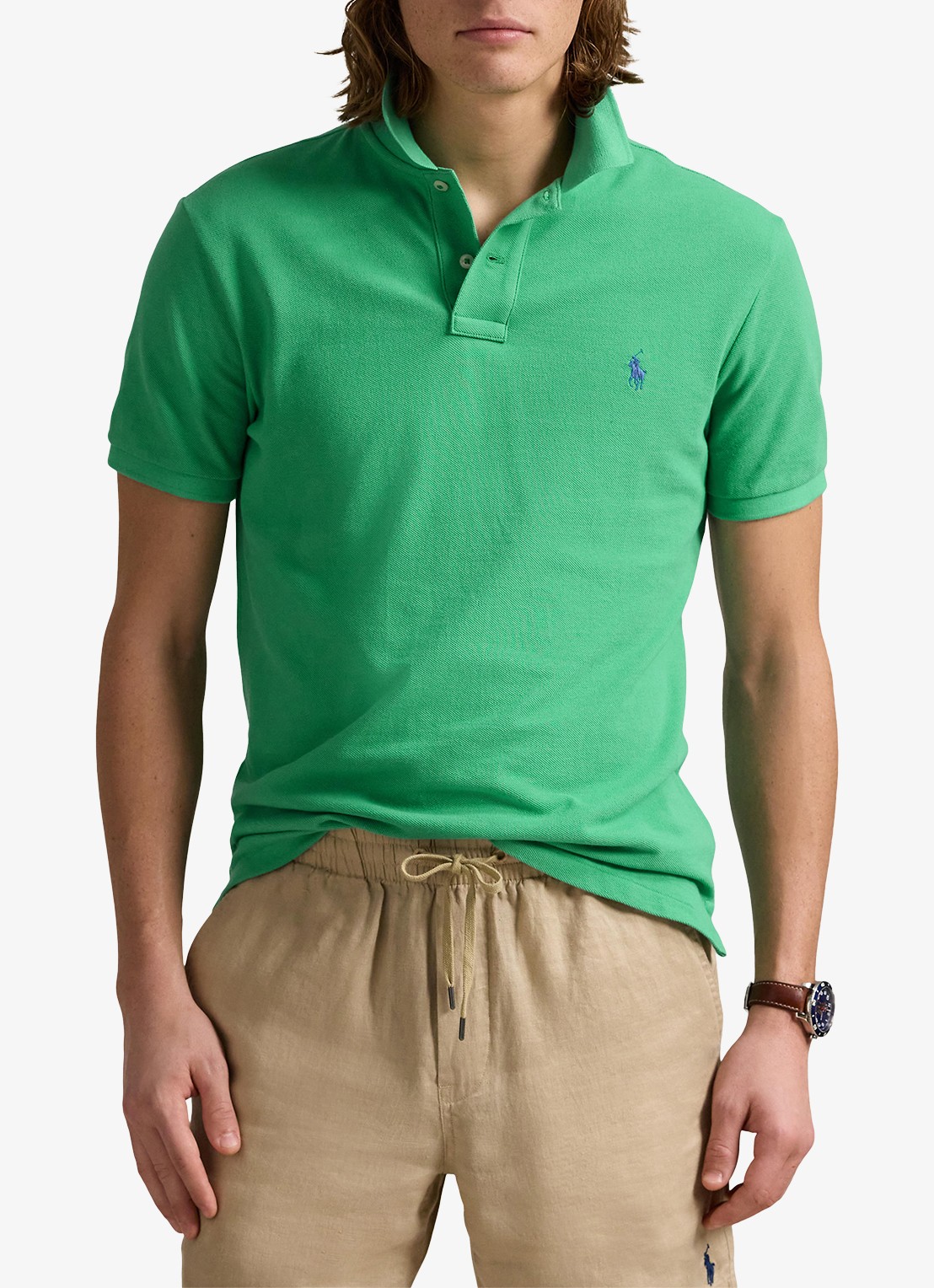Ralph Lauren Custom slim fit polo van piqué katoen - detail raft green / groen