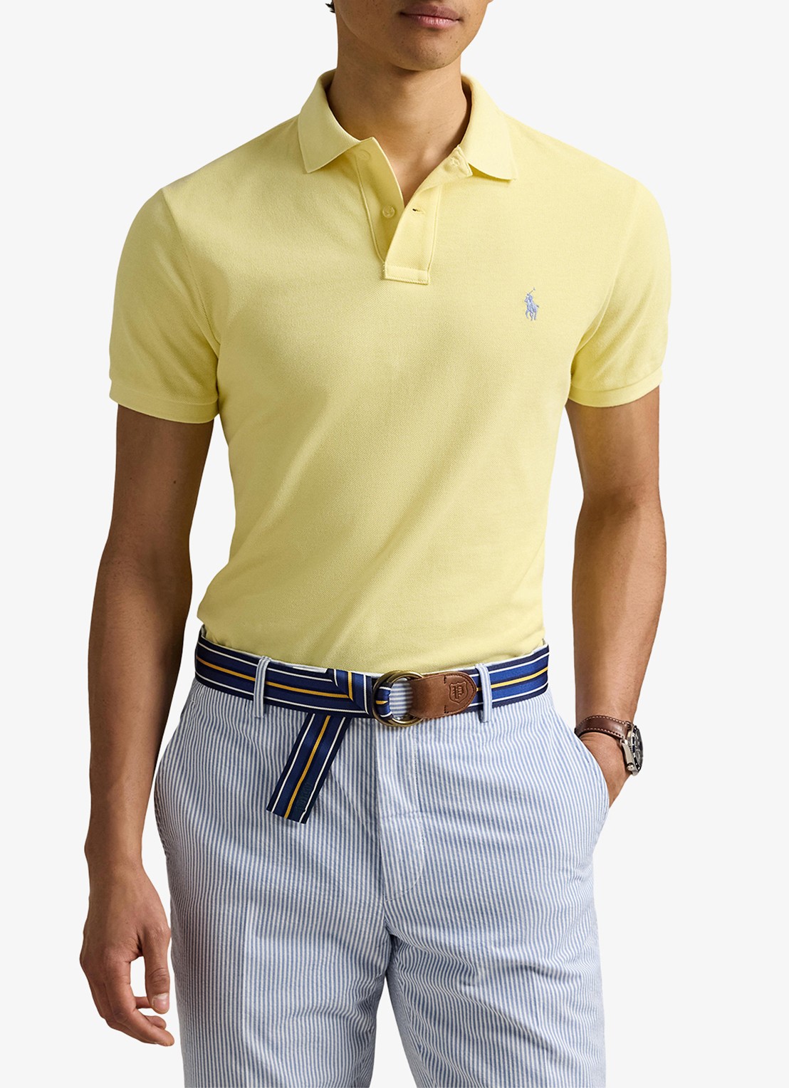 Ralph Lauren Custom slim fit polo van piqué katoen - detail 4 resort gold / geel
